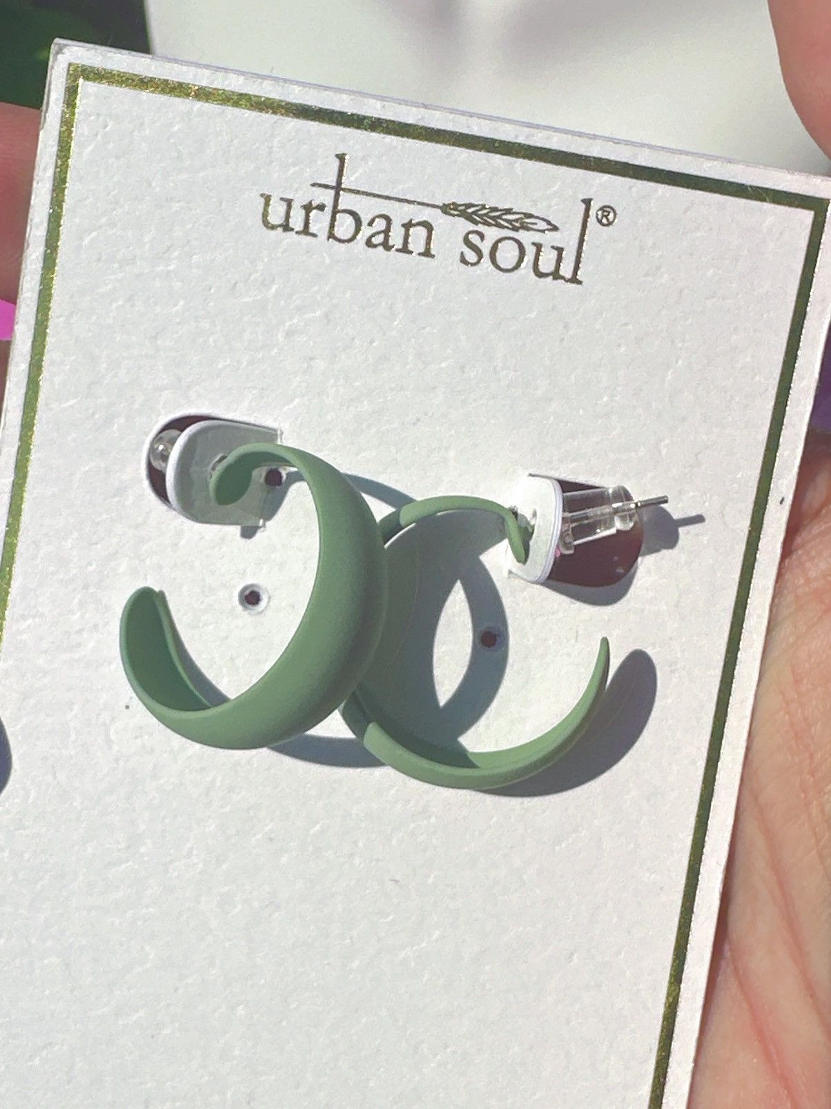 Designer Urban soul earrings small open loop green lightweight Size ONE SIZE - 2 Thumbnail