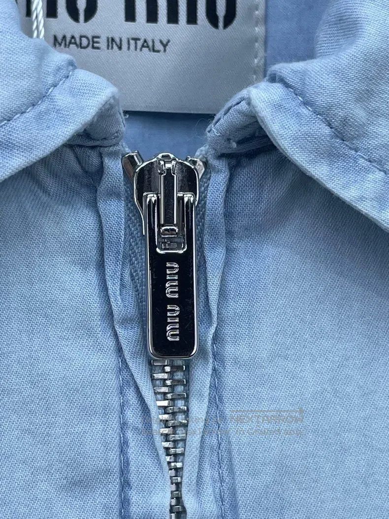 Miu Miu Miu Miu 36 Washed thin soft denim zipper shirt Size S / US 4 / IT 40 - 5 Thumbnail