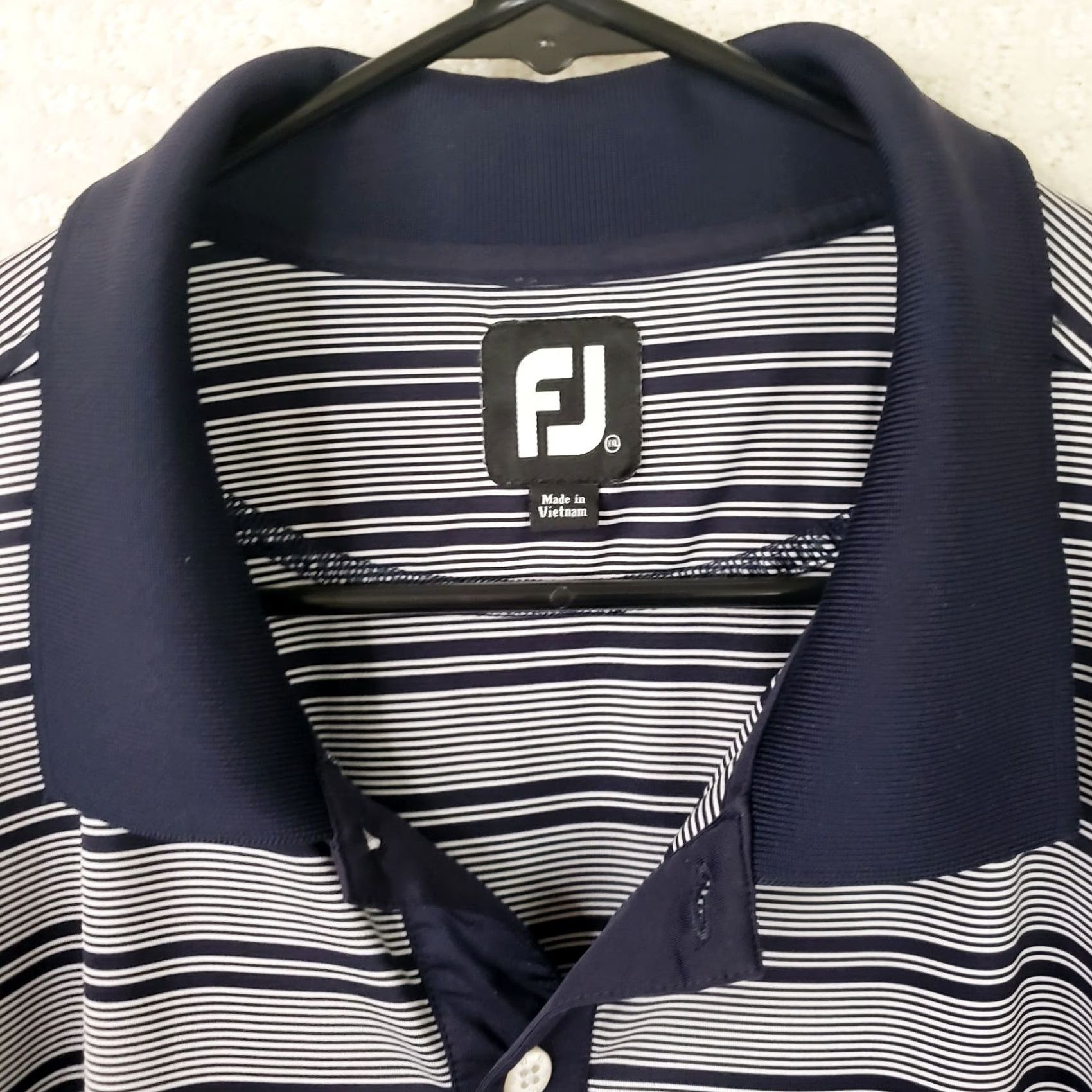 Footjoy FootJoy FJ Polo Shirt Navy Blue Gray Striped Short Sleeve 2XL Mens Golf Shirt Shirt Regular Fit Logo Lightweight Stretch Polo Size US XXL / EU 58 / 5 - 5 Thumbnail