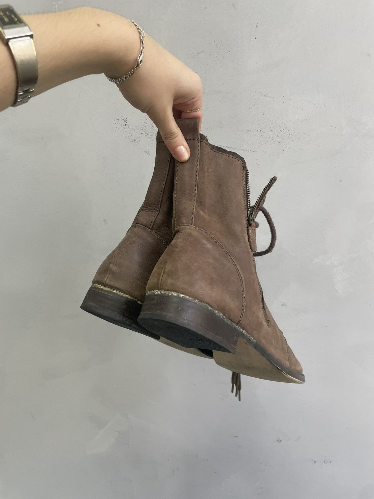 Ankle combat boots A.S. 98 style brown military zipper style