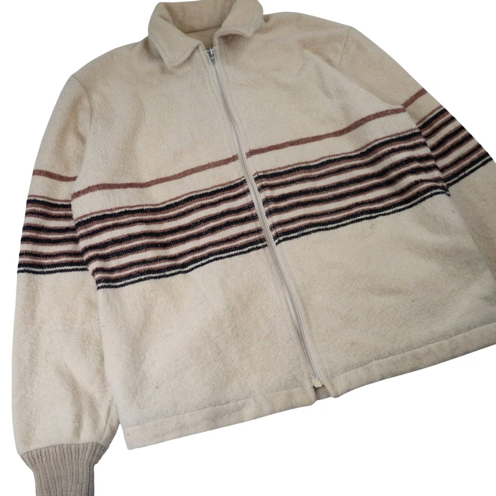 Vintage VINTAGE Coming Attractions Mens Jacket Striped Light Cream 9/10 Medium M Size US M / EU 48-50 / 2 - 3 Thumbnail