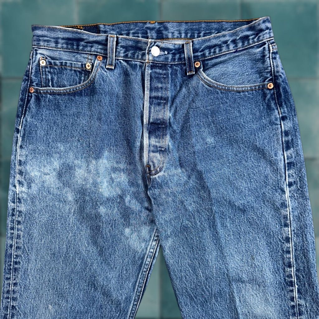 VINTAGE Levi's 501 Jeans 35x34 Light Blue Cotton Denim USA 90s Straight Leg Mens Jeans
