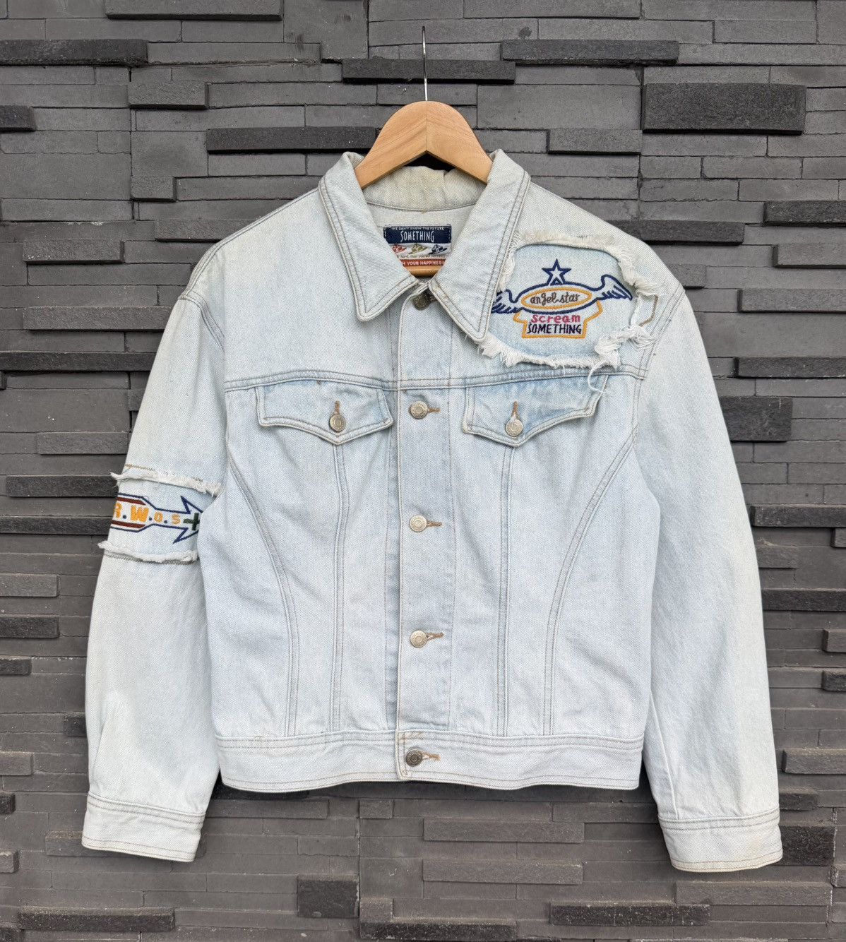 Edwin VTG Something Edwin Denim Jacket Cropped Embroidery Patch Size M / US 6-8 / IT 42-44 - 9 Thumbnail