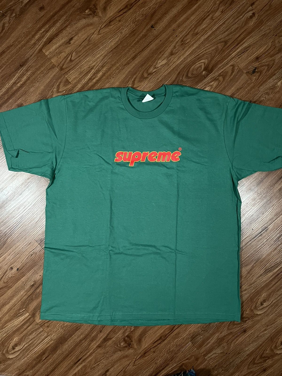 image of Hype x Supreme Pinline Tee in Green, Men's (Size 2XL)