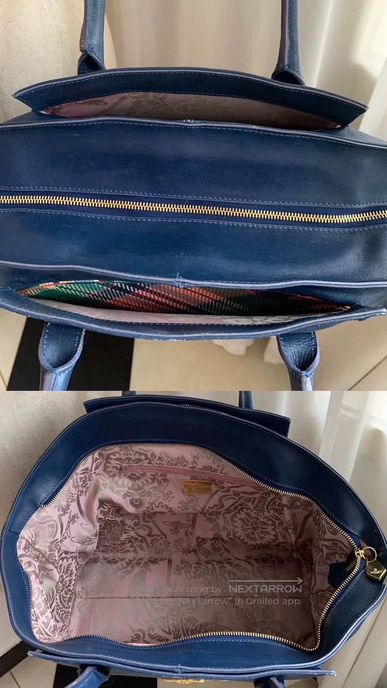 Vivienne Westwood Vivienne Westwood size os Blue Plaid Saturn Leather Tote Ba Size ONE SIZE - 6 Thumbnail