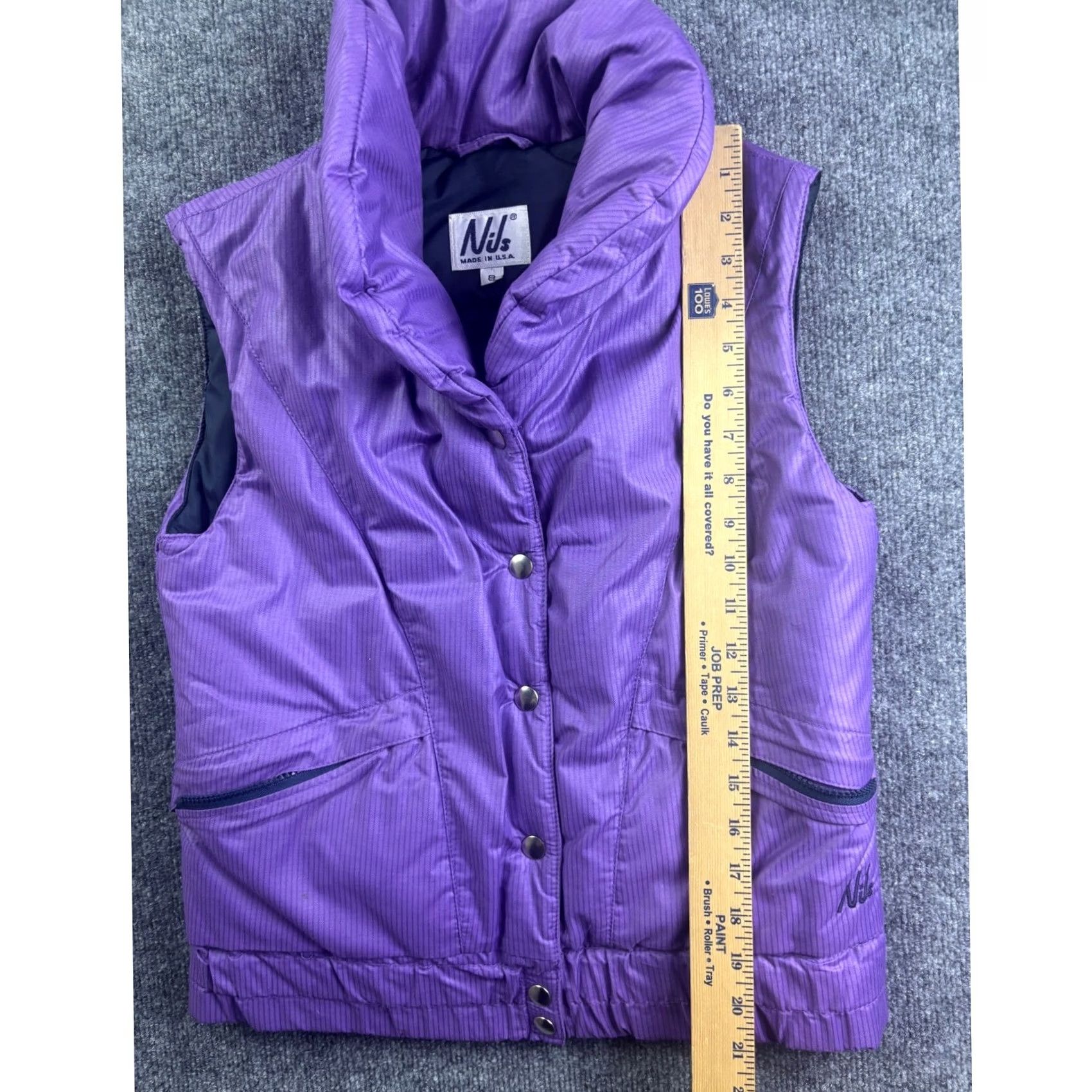 Vintage VINTAGE Nils Puffer Vest Women 8 Purple Striped Ski Insulated Quilt Lined Short Snap Zip Womens Size M / US 6-8 / IT 42-44 - 4 Thumbnail
