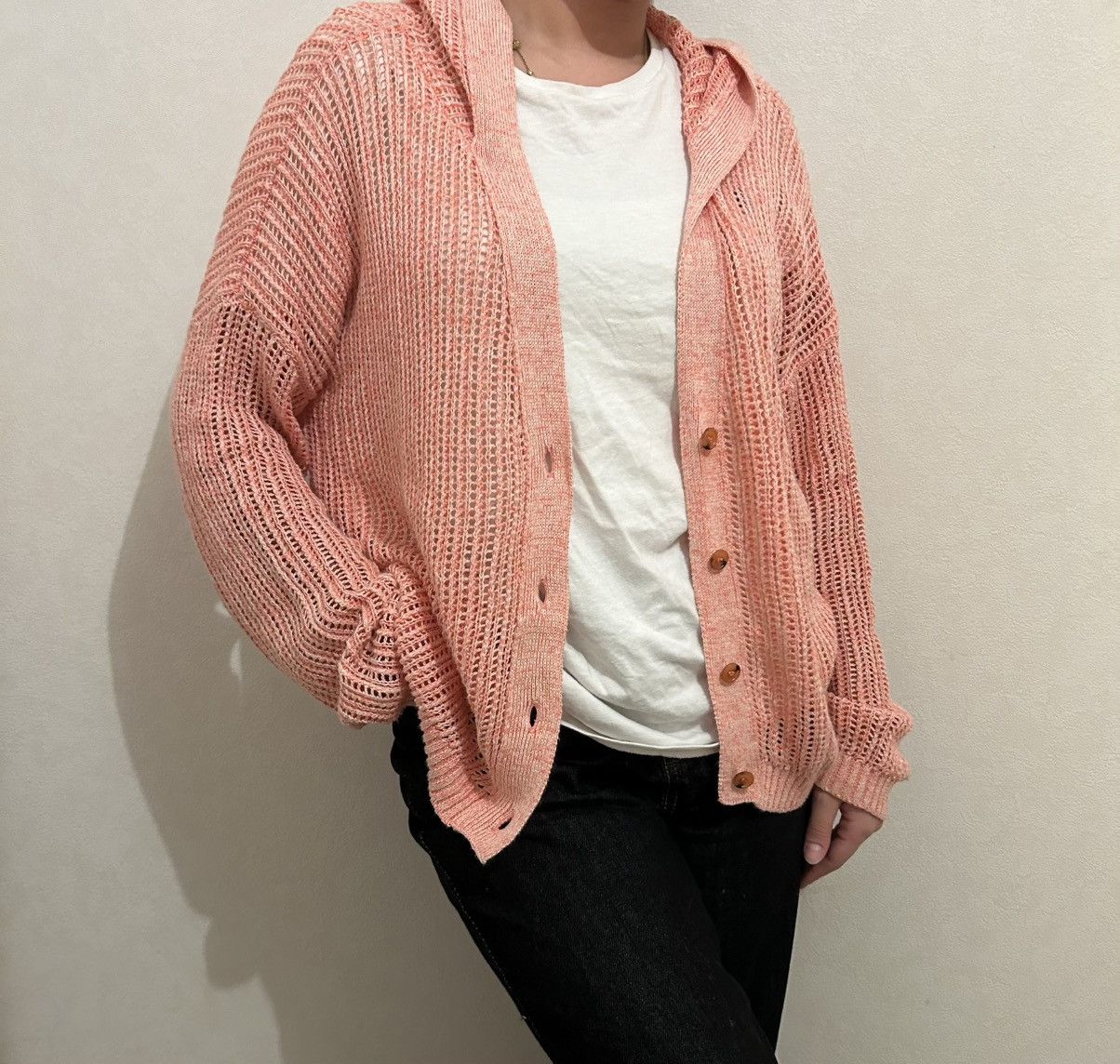 Roberto Collina Roberto Collina Pink Hooded Cardigan Open Knit Linen Size M Size M / US 6-8 / IT 42-44 - 14 Thumbnail
