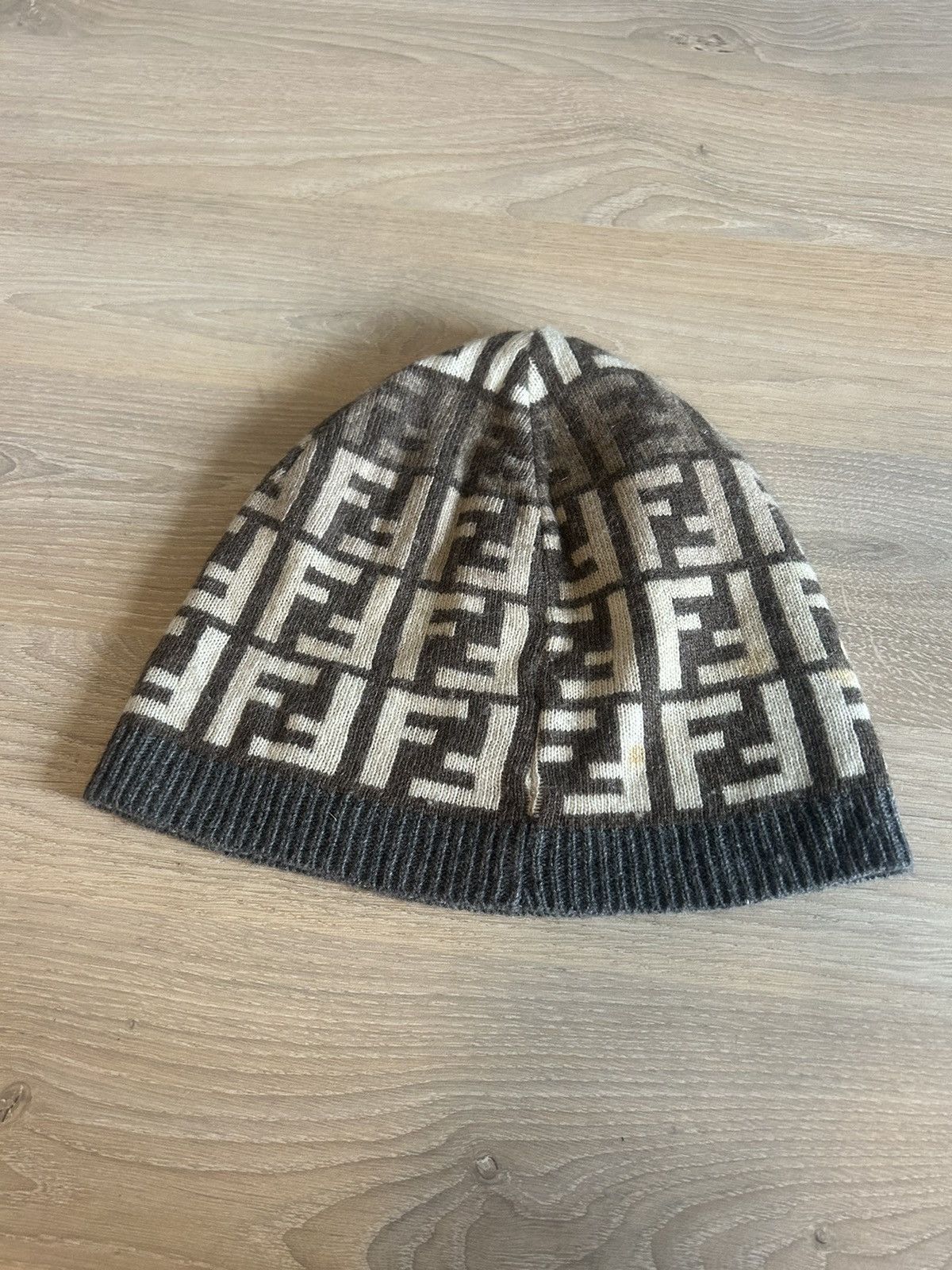 Fendi Fendi Wool-Cashmere Blend Zucca Beanie with Minor Staining Size ONE SIZE - 2 Thumbnail