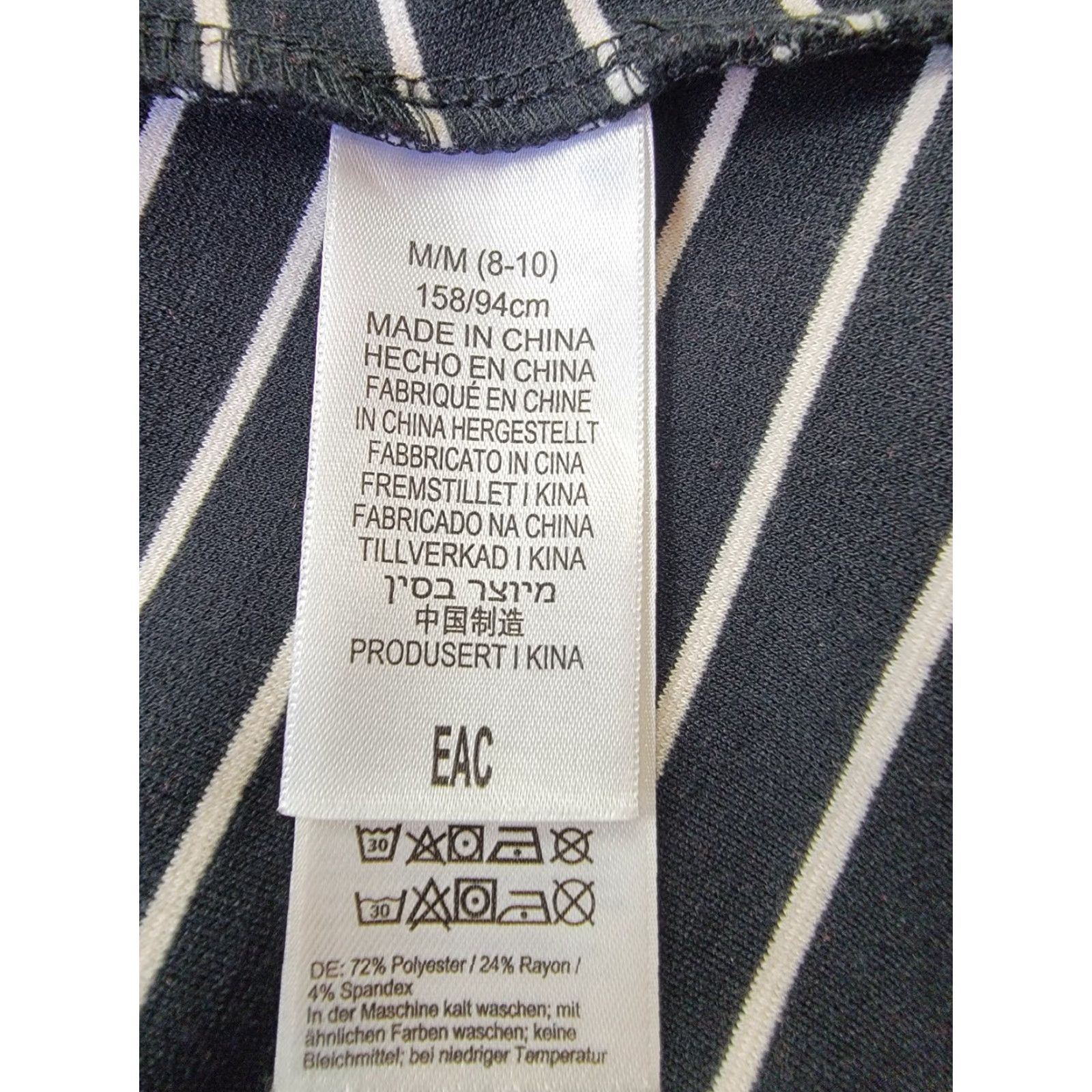 ExOfficio ExOfficio Dress Womens M Black White Stripe Keyhole Back Ponte Fit & Flare Sleeveless Knee Length Pockets Size M / US 6-8 / IT 42-44 - 7 Thumbnail