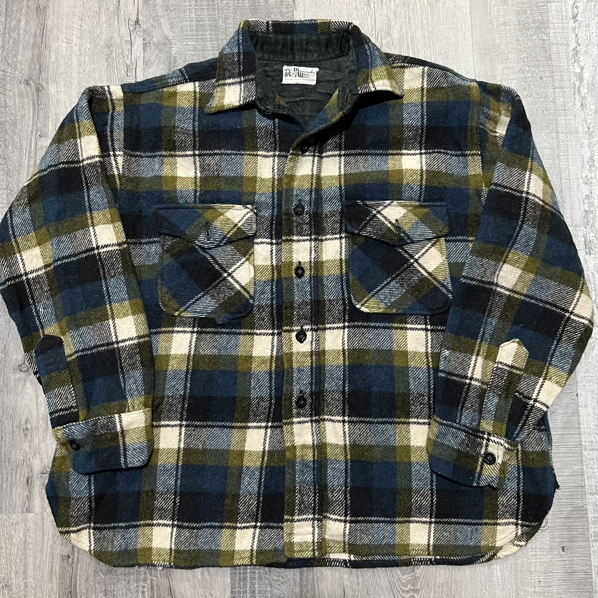 Vintage VTG Minnesota Woolen Mills 50s Plaid Wool Flannel Shirt Size US L / EU 52-54 / 3 - 1 Thumbnail