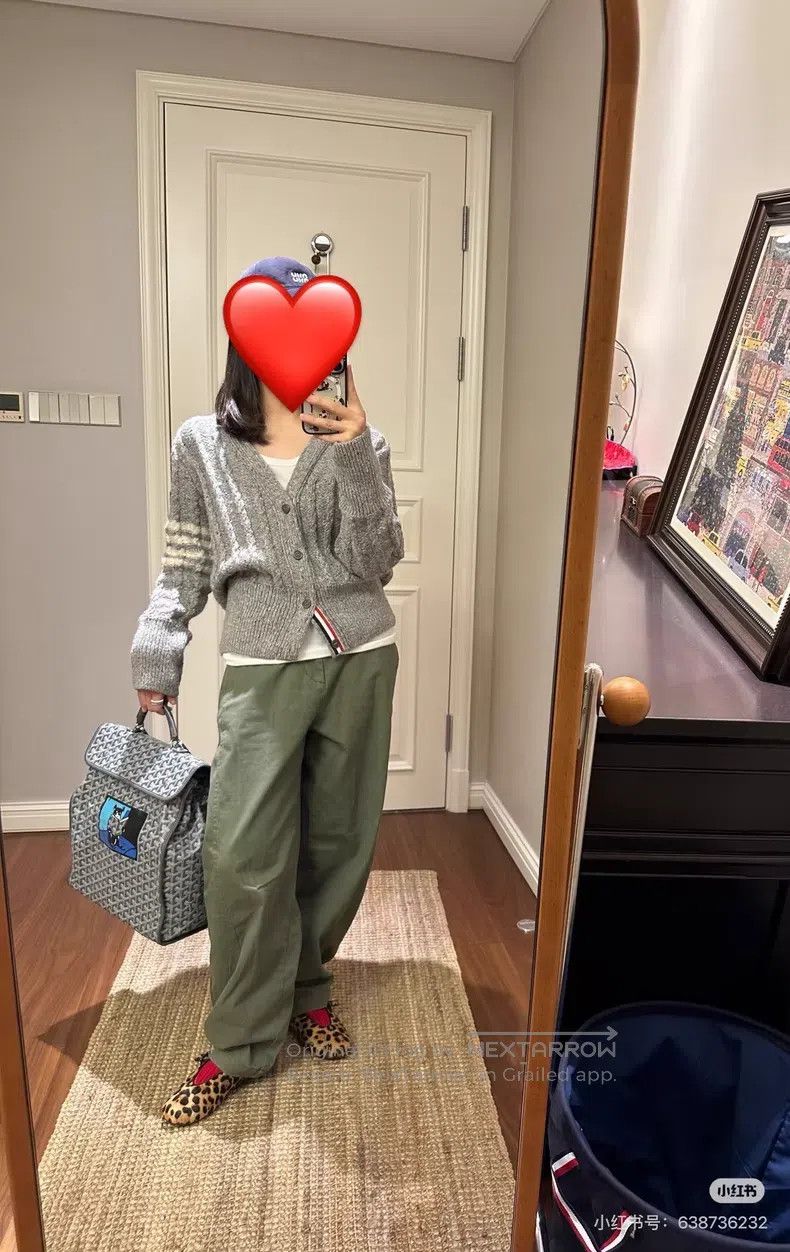 Thom Browne Thom Browne Gray coarse knit cardigan with four stripes Size US M / EU 48-50 / 2 - 8 Thumbnail