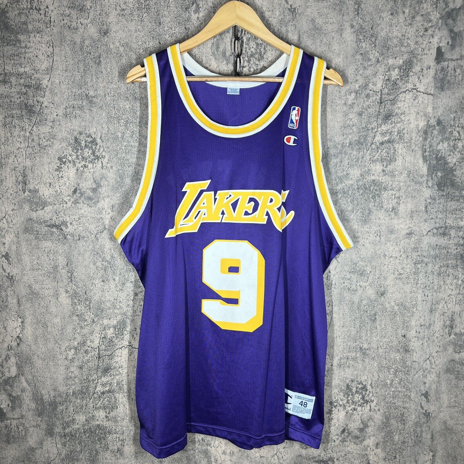 image of Vintage Champion Nick Van Exel 9 Los Angeles Lakers Jersey in Purple, Men's (Size XL)