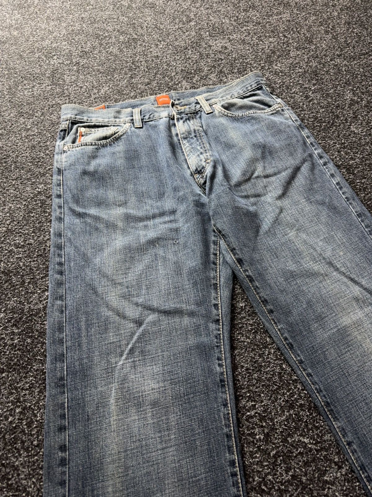 Hugo Boss Vintage 00s Distressed Hugo Boss Orange Blue Denim Jeans Size US 34 / EU 50 - 5 Thumbnail