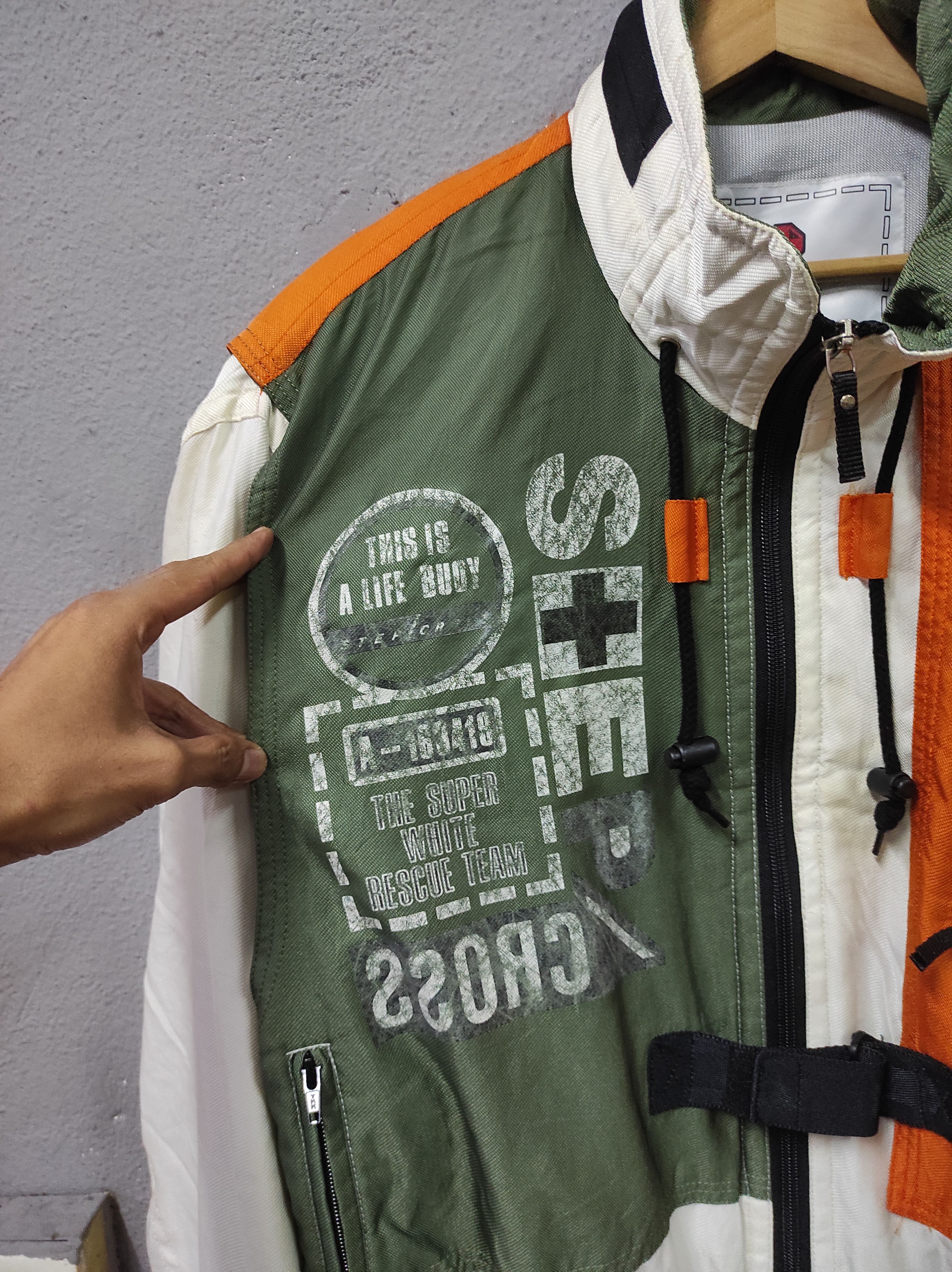 Japanese Brand STEP CROSS LIFE BUOY RESCUE TEAM MULTICOLOUR JACKET HOODED Size US L / EU 52-54 / 3 - 4 Thumbnail