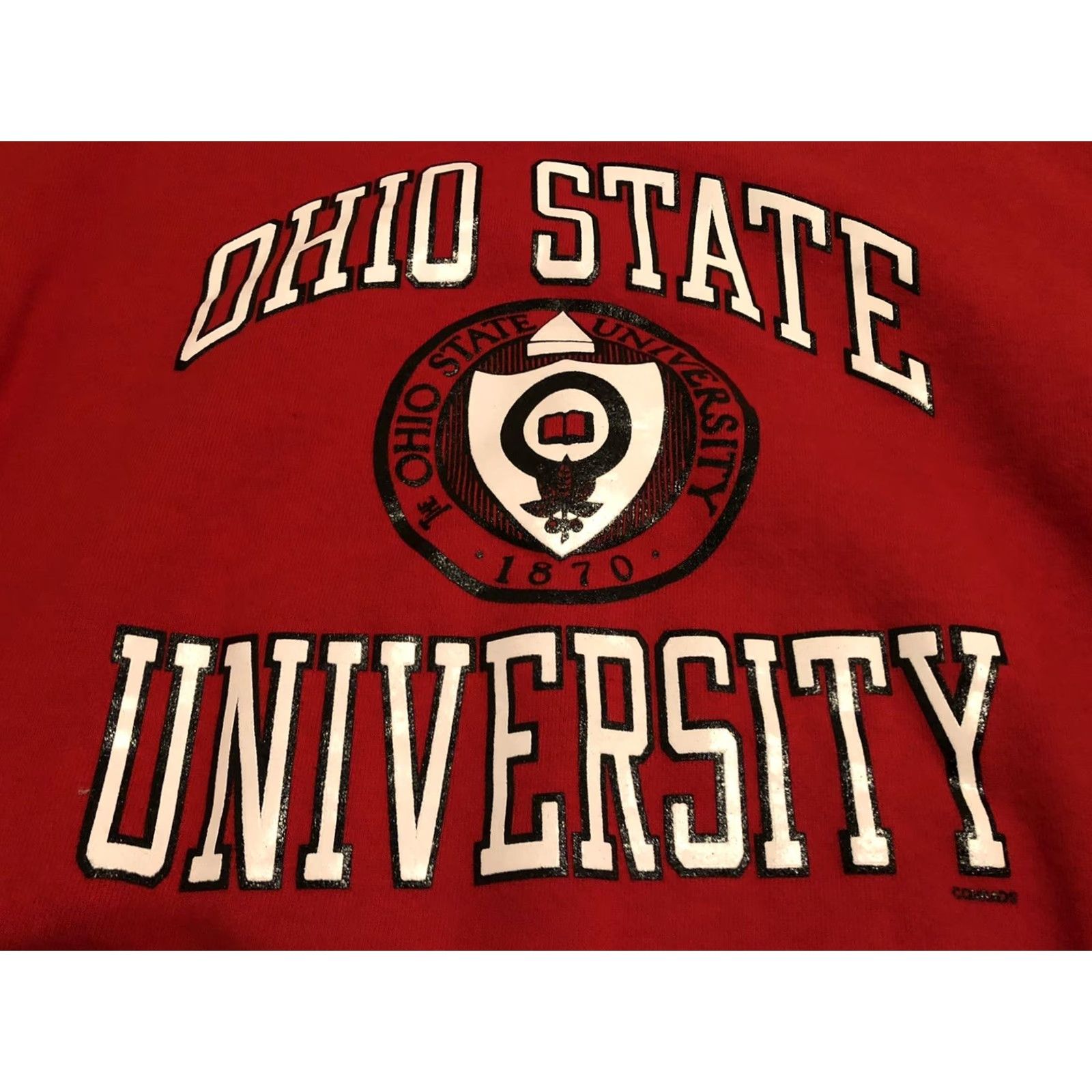 Champion VINTAGE Champion Ohio State University Crewneck Sweater Mens 2XL Red Cotton Blend USA Cobb 28" 24.5" Pit to Pit Size US XXL / EU 58 / 5 - 2 Thumbnail