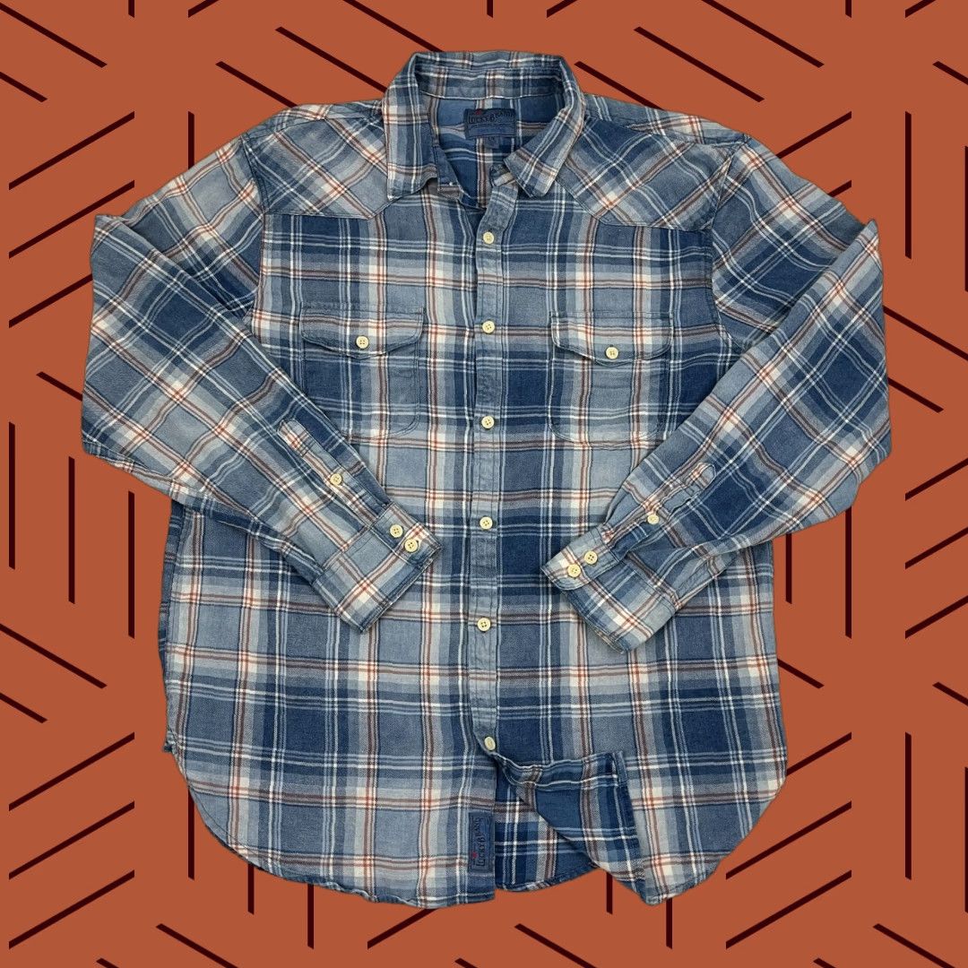 Lucky Brand Lucky Brand Flannel Shirt Mens L True Indigo Blue Workwear Button Up Twin Pocket Shirt Mens L Blue Plaid Casual Workwear Vintage No Size US L / EU 52-54 / 3 - 1 Thumbnail