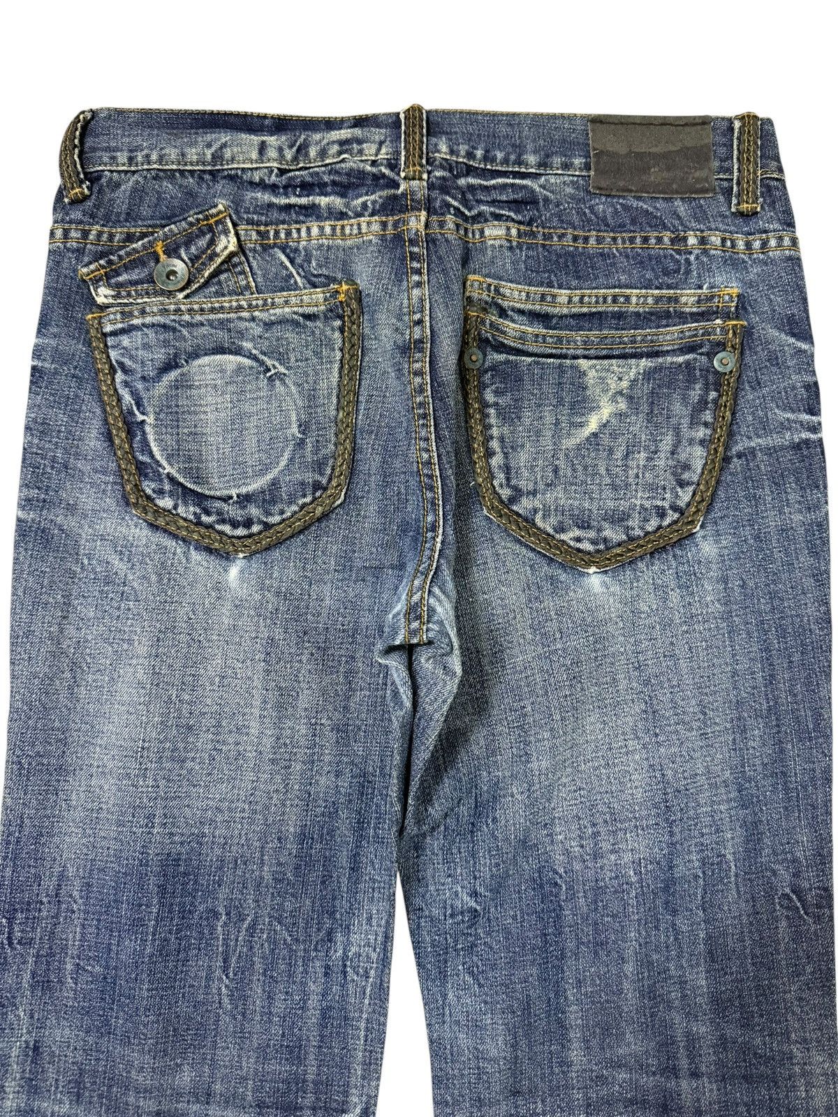 Japanese Brand Flared Jeans Russ.k Distressed Denim Nice Design Boot Cut Size US 33 - 17 Thumbnail