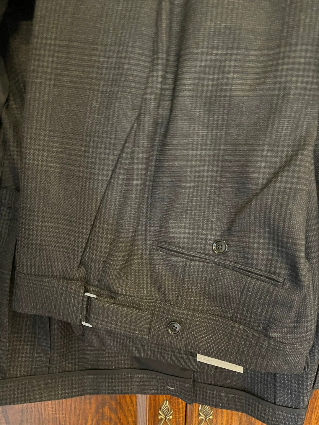 Tom Ford Tom Ford Black Gray Houndstooth Wool Suit 46 New Tags Size 46R - 5 Thumbnail