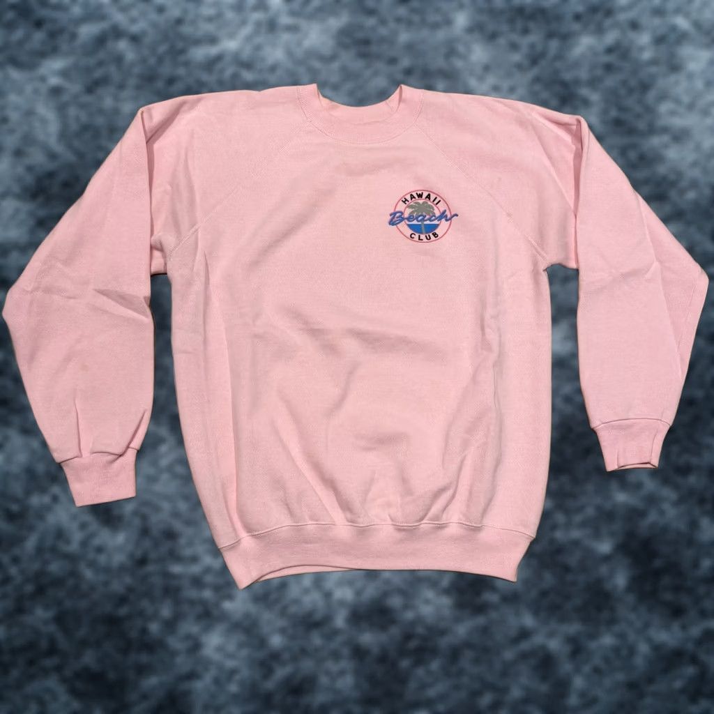 Vintage VINTAGE Hawaii Beach Club Crewneck Sweatshirt Men’s L Pink Graphic Print 80s Surf Pullover Sweatshirt Mens Size US L / EU 52-54 / 3 - 1 Thumbnail