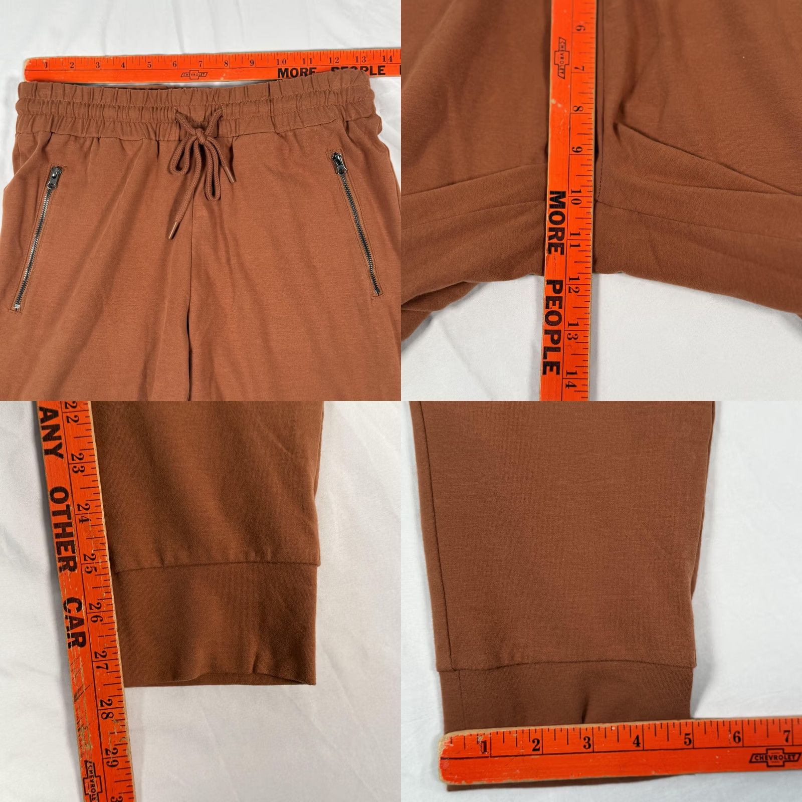 Vintage Splendid Iris Womens Pants Jogger Brown Small Elastic Waist Pockets Zip Moto Tapered Leg Athleisure Plain Solid Shirt/Bottoms Not Applicable Size 28" / US 6 / IT 42 - 8 Thumbnail