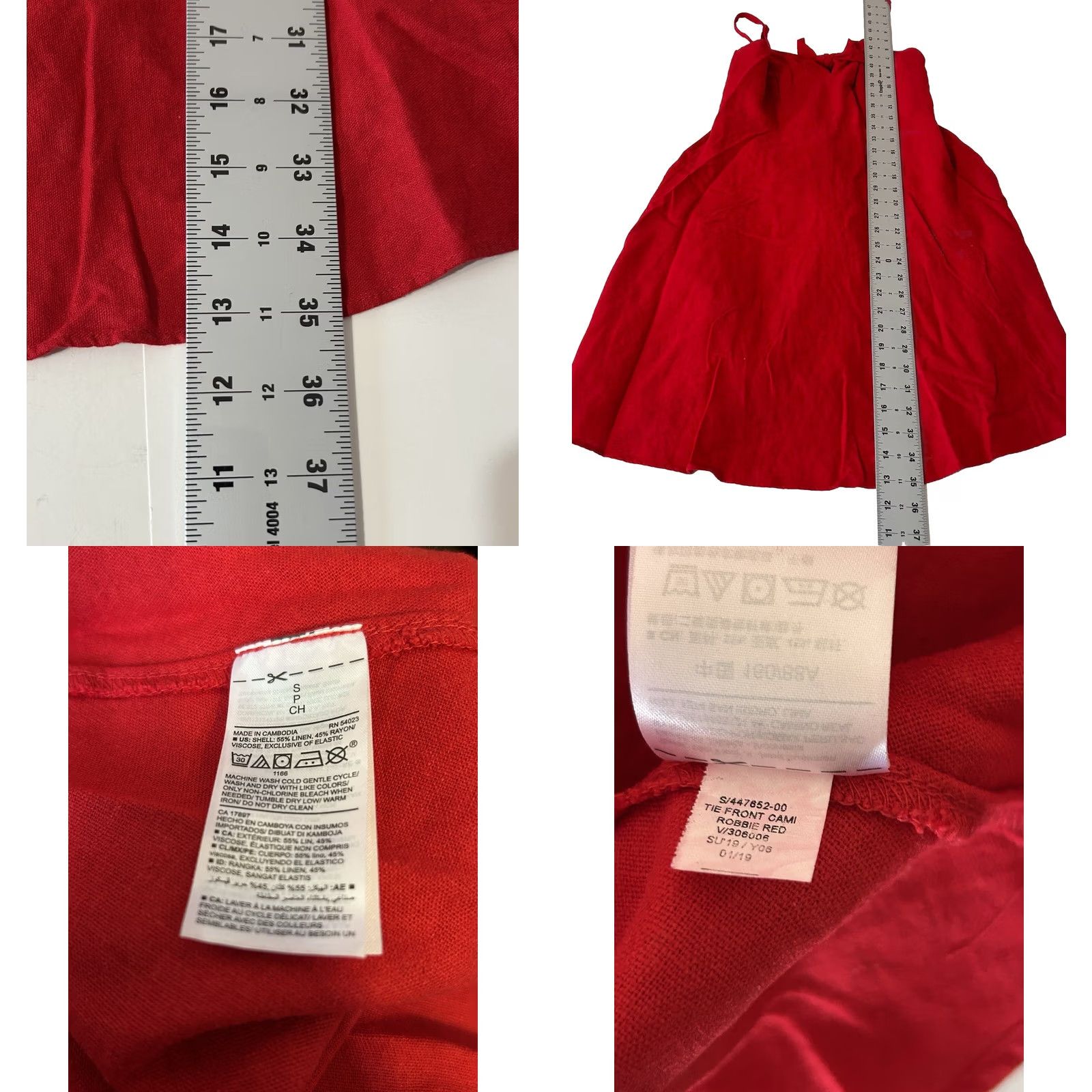 Old Navy Old Navy Linen Blend Cami Dress - Red, S, Knee Length, Sleeveless Size S / US 4 / IT 40 - 10 Thumbnail