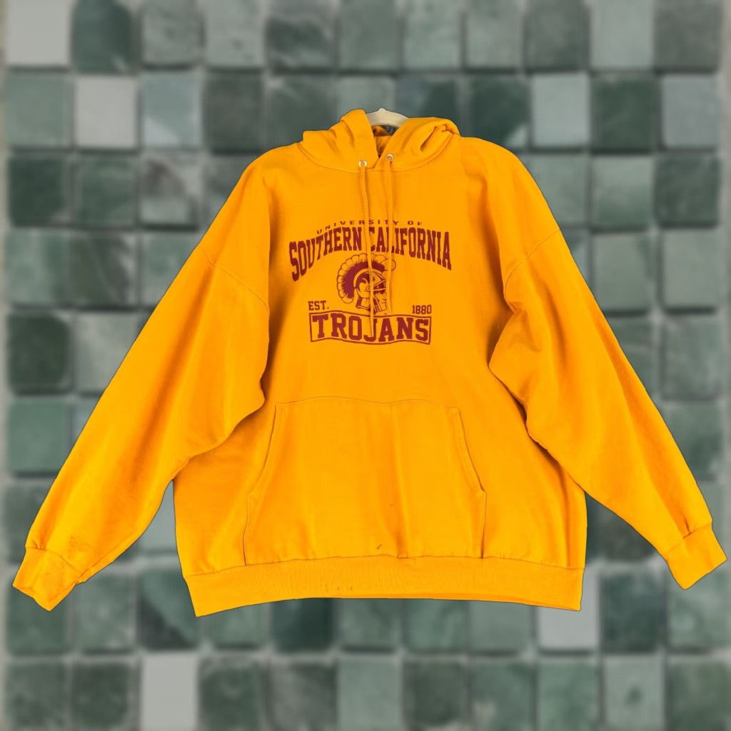 Vintage USC Trojans Hoodie Sweater Unisex 2XL Yellow Graphic Pullover Long Sleeve Crew Neck College 90s Mens Womens Size US XXL / EU 58 / 5 - 1 Thumbnail