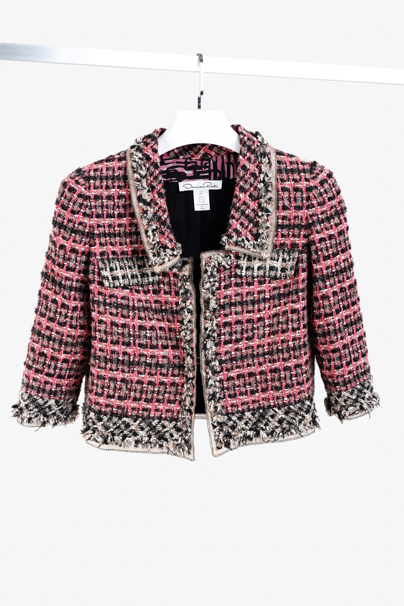 Oscar De La Renta Oscar de la Renta AW/10 Pink Cropped Tweed Blazer Size S / US 4 / IT 40 - 1 Thumbnail