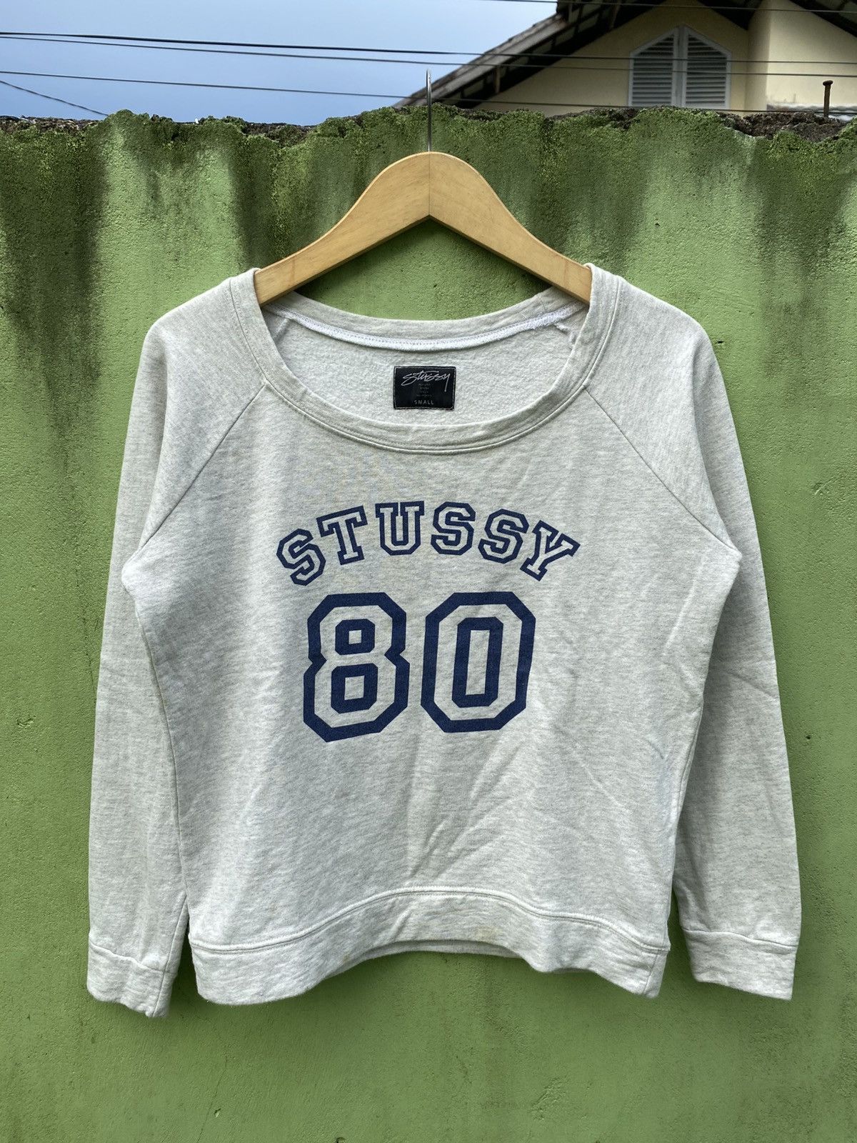 Stussy Stussy Vintage 80 Raglan Crewneck Classic Pullover Soft Grey Size S / US 4 / IT 40 - 1 Thumbnail