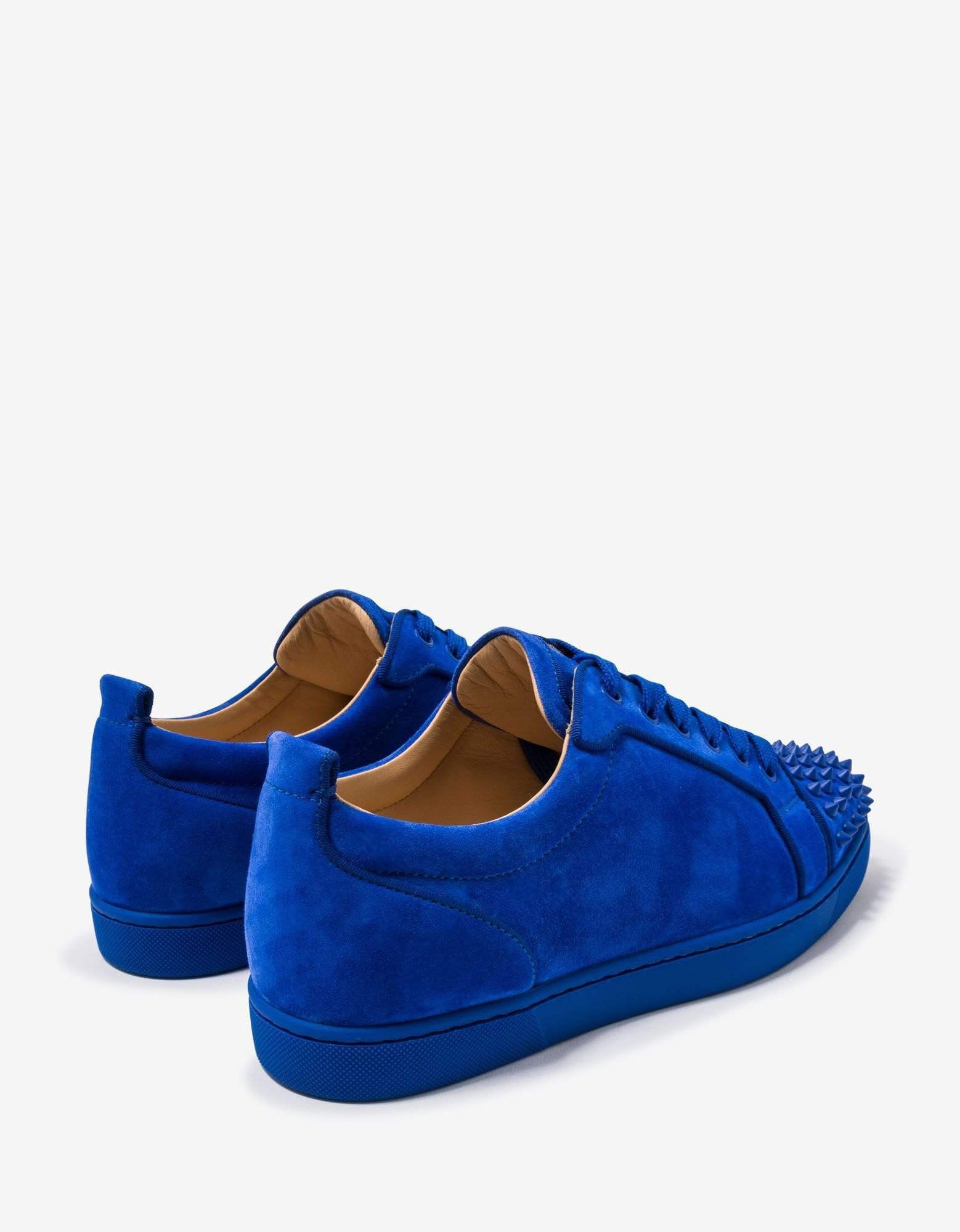 Christian Louboutin Louis Junior Spikes Orlato Blue Suede Trainers Size US 12 / EU 45 - 7 Thumbnail