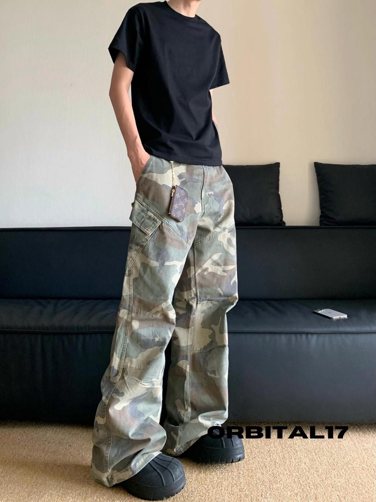 Streetwear Camo Baggy Stacked Flare Cargo Pants | Grailed