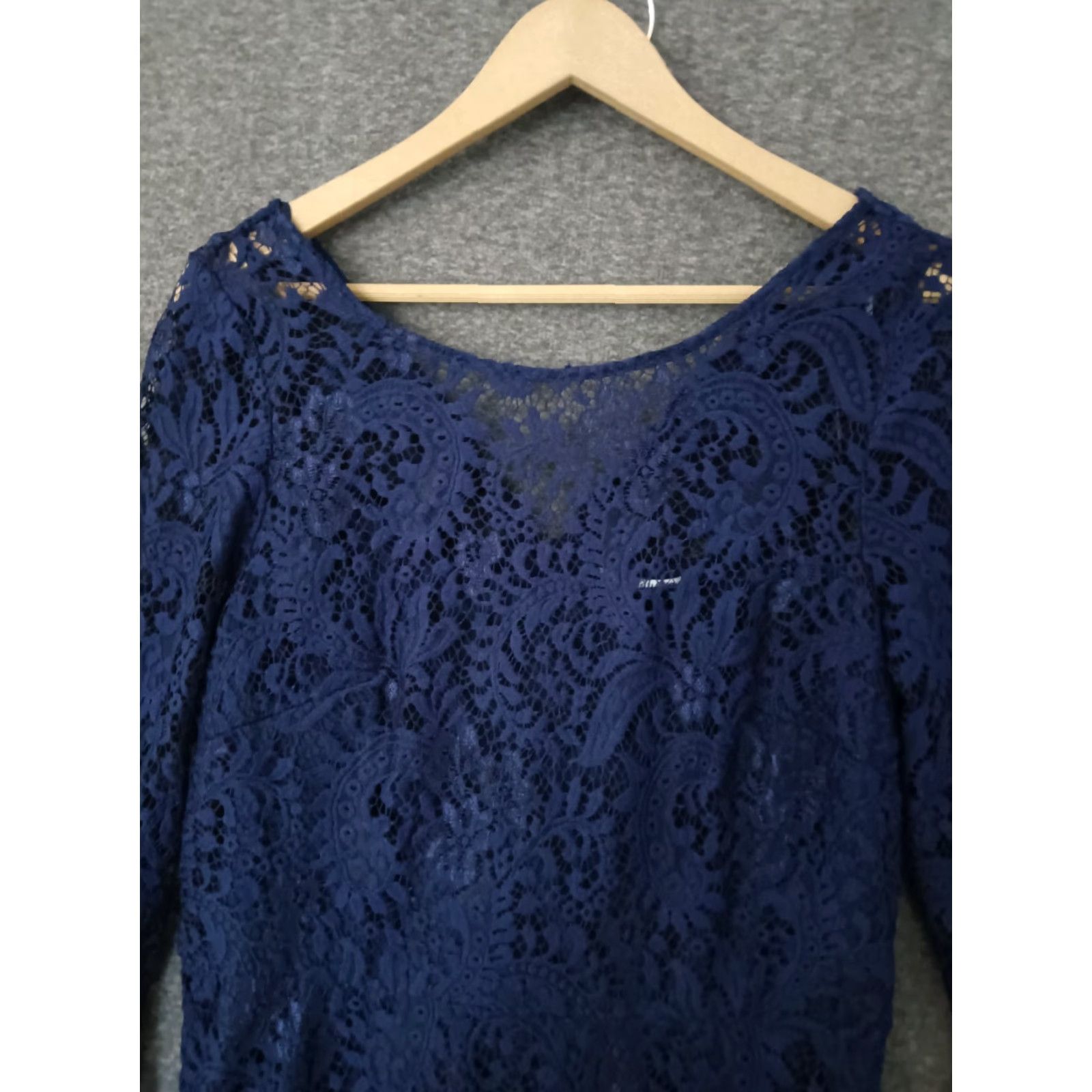 Vintage VINTAGE Studio One Women's Blue Floral Lace Dress Knee Length 10 Blue Floral Lace Dress Size L / US 10 / IT 46 - 3 Thumbnail