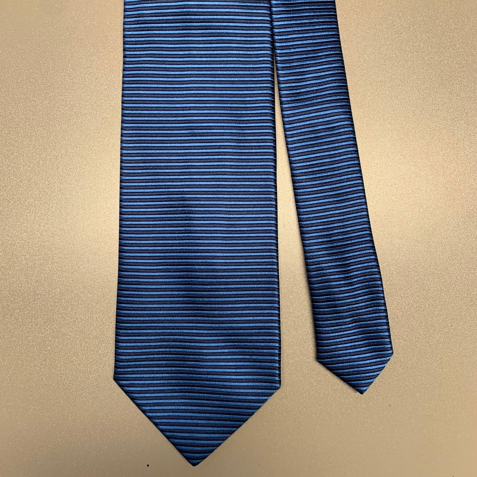 Other PETER PANOS Blue Black Stripe Silk Tie Size ONE SIZE - 4 Thumbnail