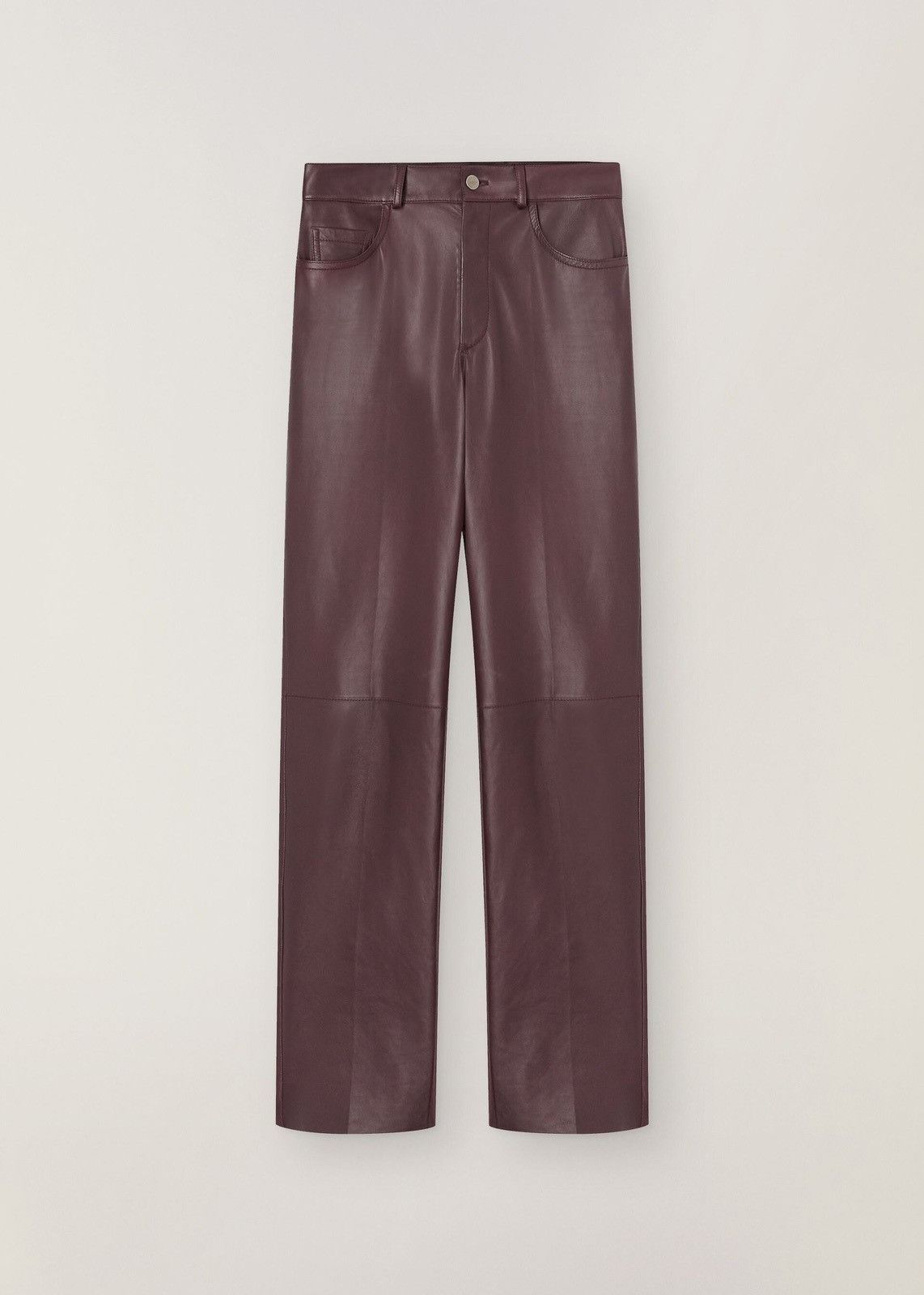 o1loc1c0224 Five Pocket Leather Trouser in Brown