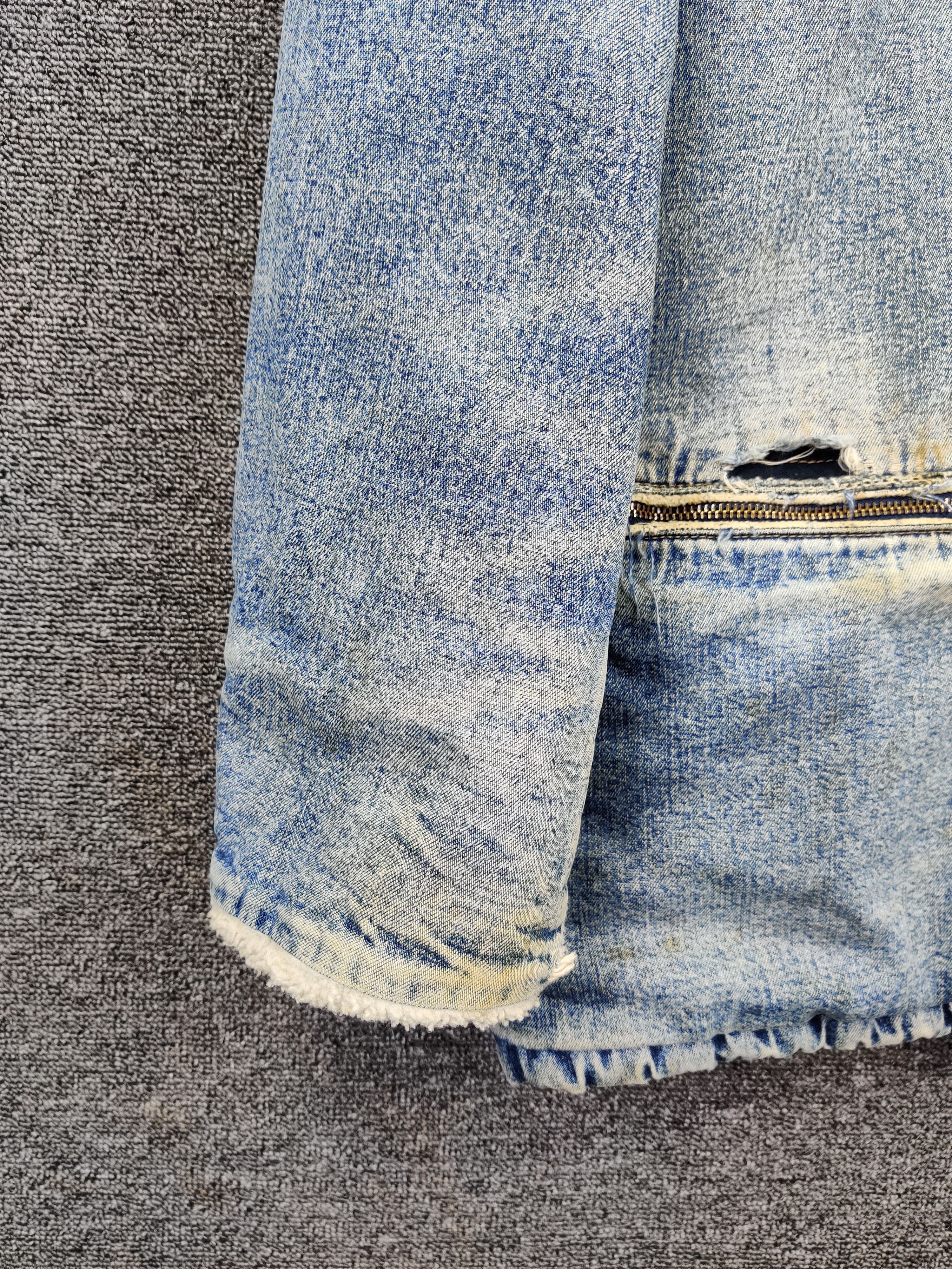 Edwin Vintage 90s Edwin Sherpa Distressed Denim Jacket Size US M / EU 48-50 / 2 - 4 Thumbnail