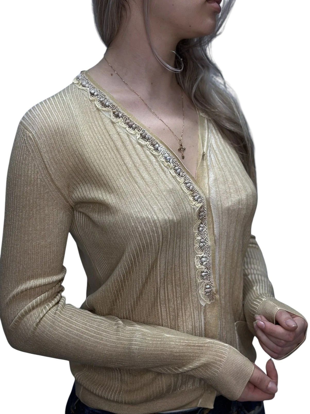 Prada Beige Prada Wool Cardigan Lana Maglioni Gilet W42 S/M Size M / US 6-8 / IT 42-44 - 8 Thumbnail