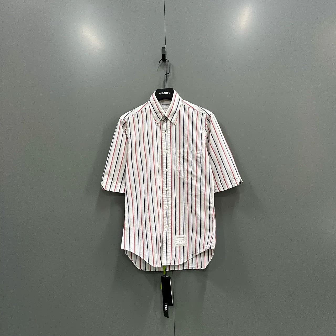 thom browne short sleeve striped shirt