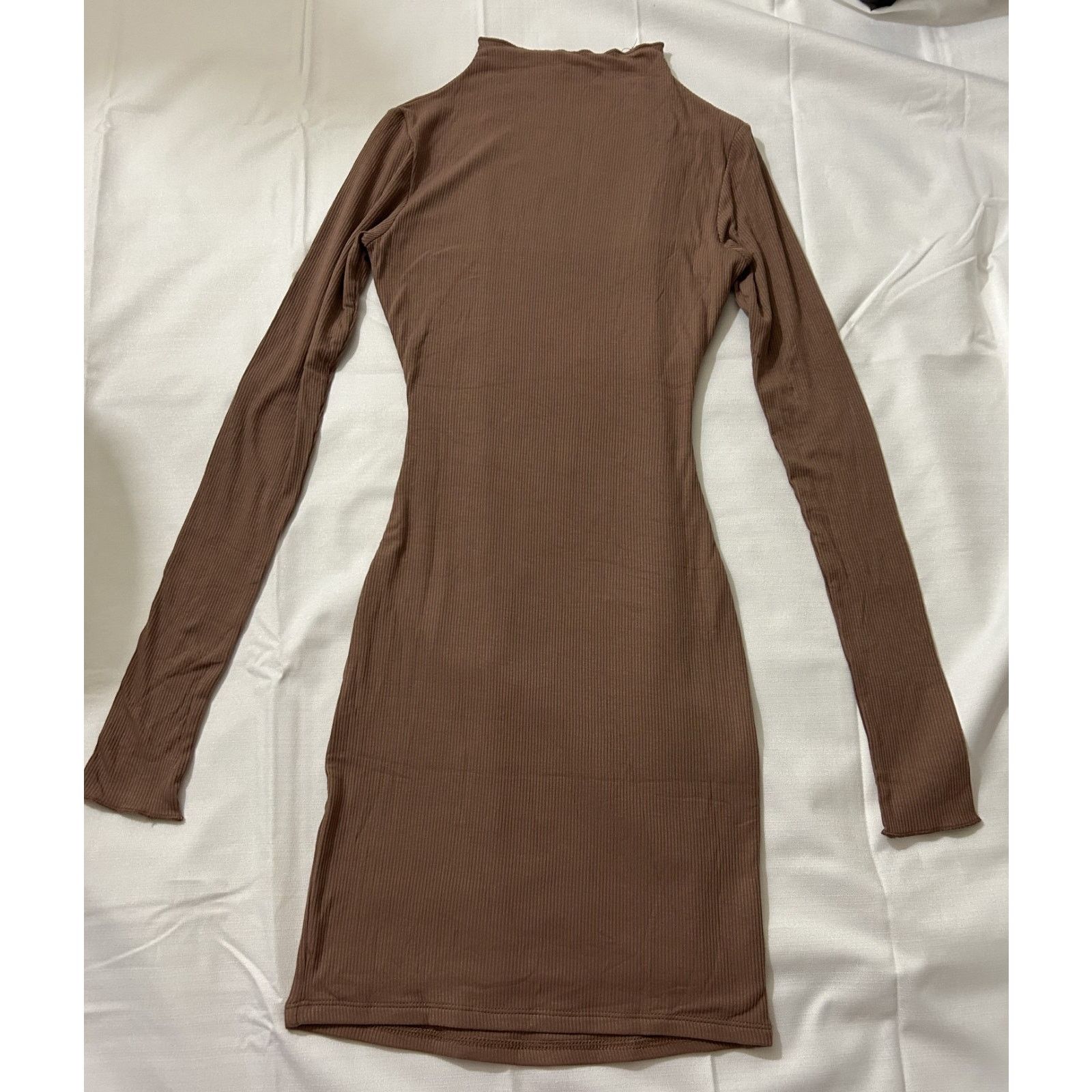 Other NWOT-Women's Naked Wardrobe Ribbed Knit Mini Dress Brown-S Size S / US 4 / IT 40 - 6 Thumbnail