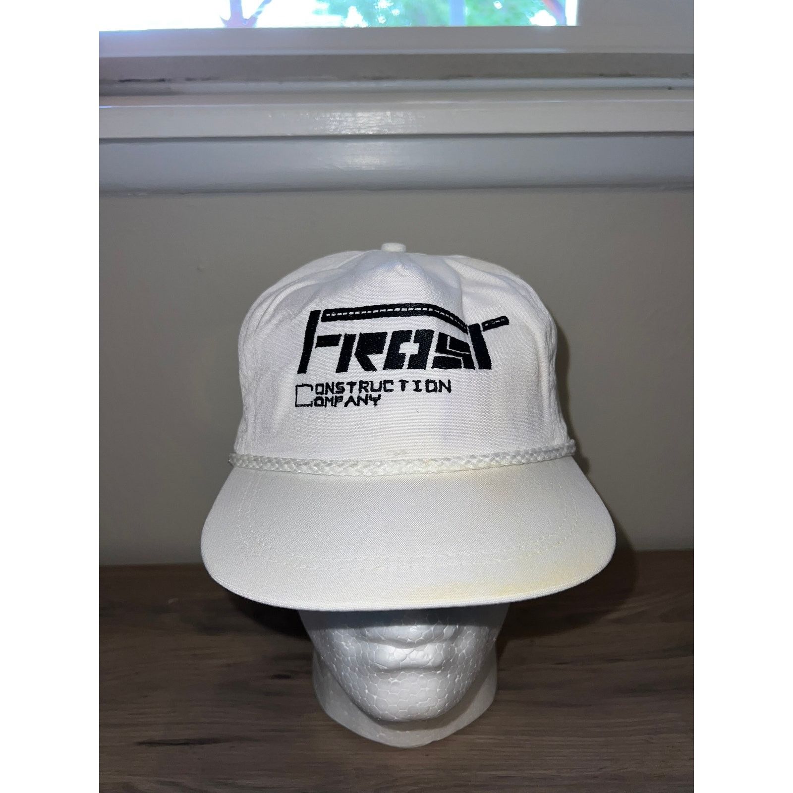 Vintage Frost Construction Company white Stitched Hat Headwear VTG Size ONE SIZE - 1 Thumbnail
