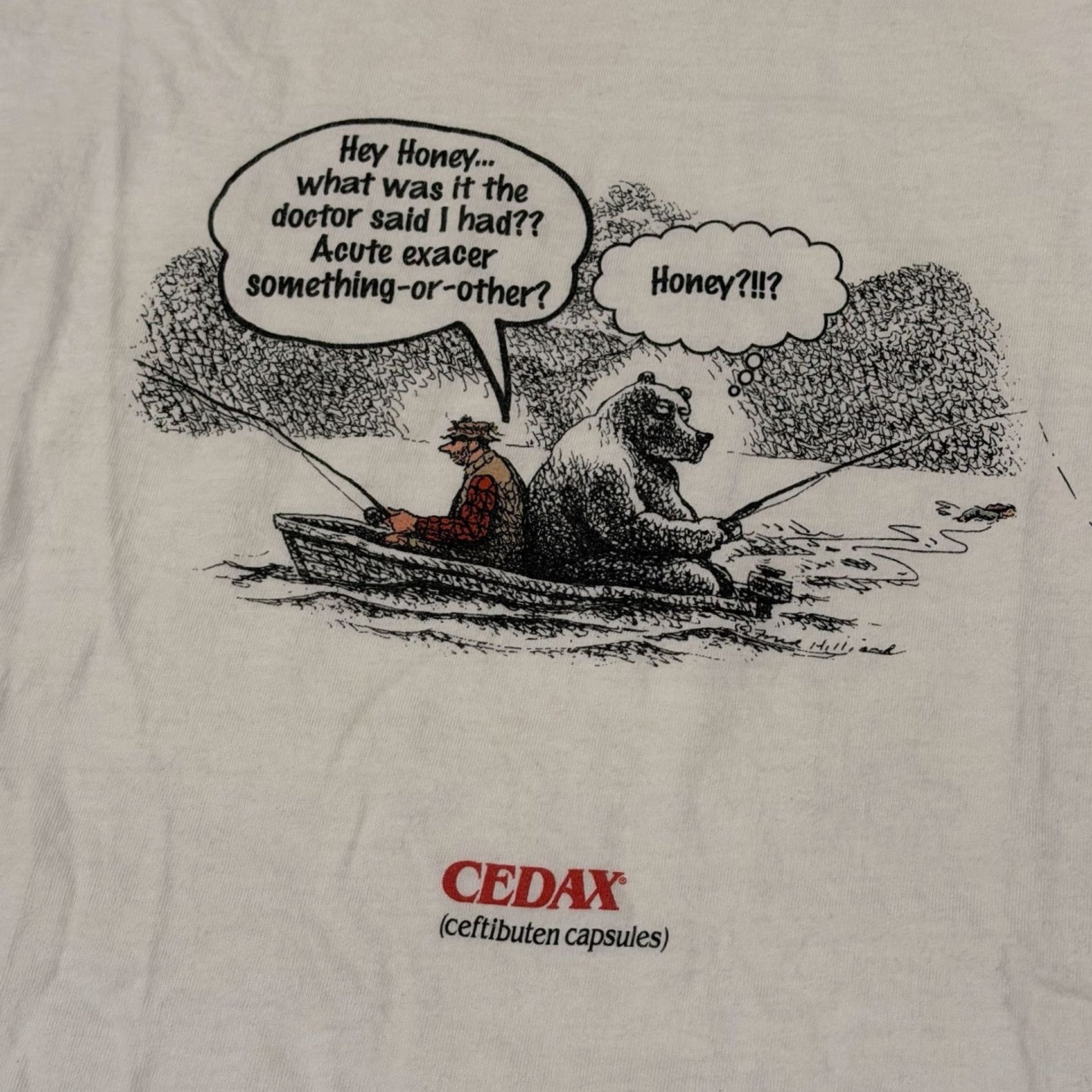 Vintage VINTAGE 90s Cedax Antibiotic Drug Comic Promo Single Stitch T-Shirt XL Men's White Cotton Crew Neck Short Sleeve Graphic Print Size US XL / EU 56 / 4 - 6 Thumbnail