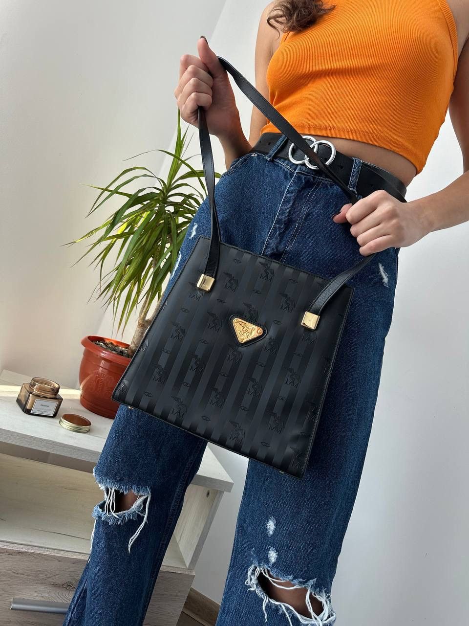 Maison Mollerus × Vintage Vintage Maison Mollerus Black Nylon Monogram Bag Size ONE SIZE - 5 Thumbnail