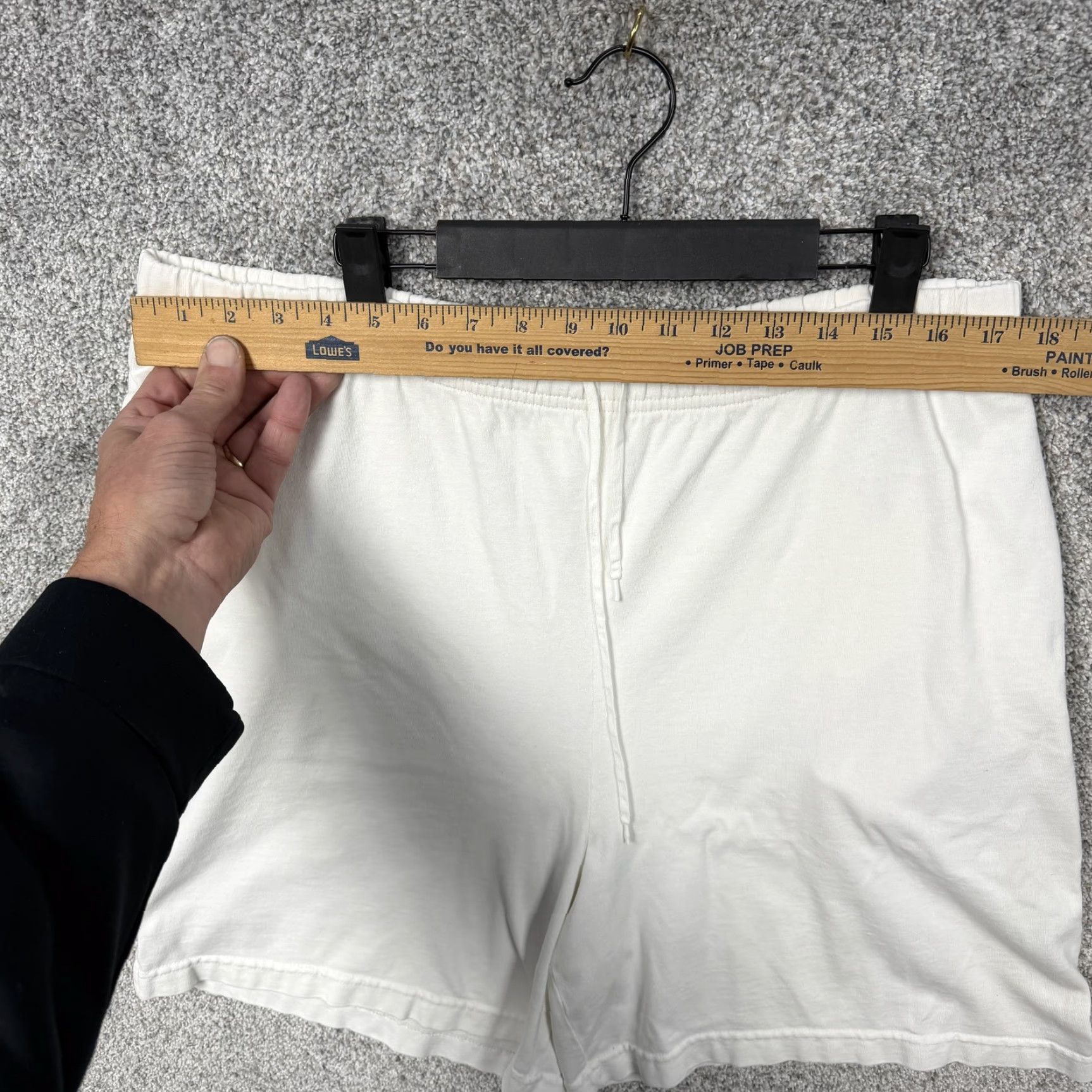 Saks Fifth Avenue REAL CLOTHES Saks Fifth Avenue Shorts Women M White Cotton Jersey Casual Sweat with Elastic Waist Drawstring Pockets Lightweight Breathable Size 32" / US 10 / IT 46 - 4 Thumbnail