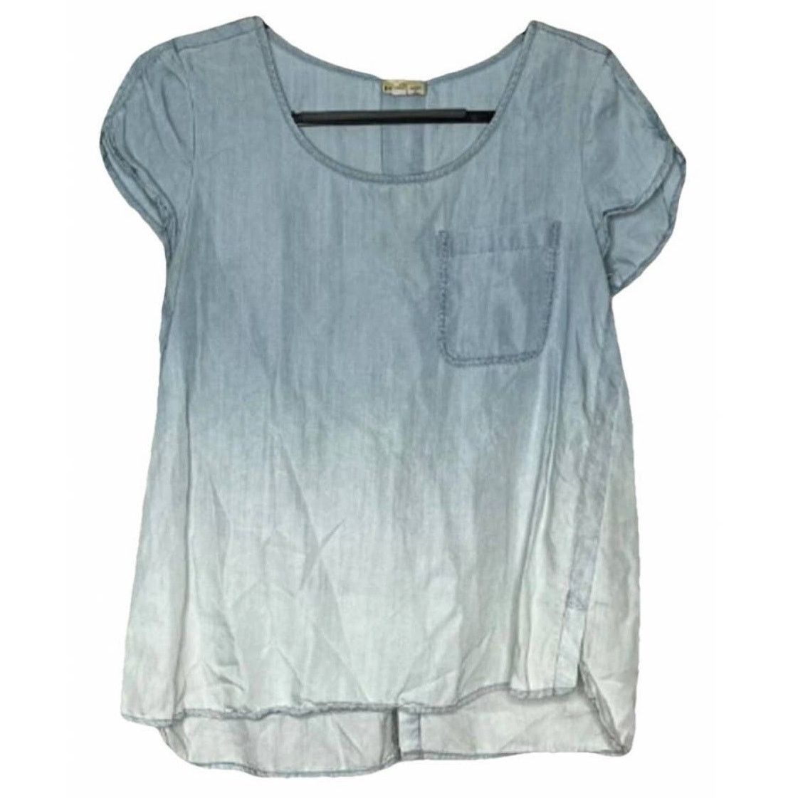 Anthropologie ANTHROPOLOGIE Blue Chambray Ombre Denim Tee Shirt Blouse Top Size S / US 4 / IT 40 - 8 Thumbnail