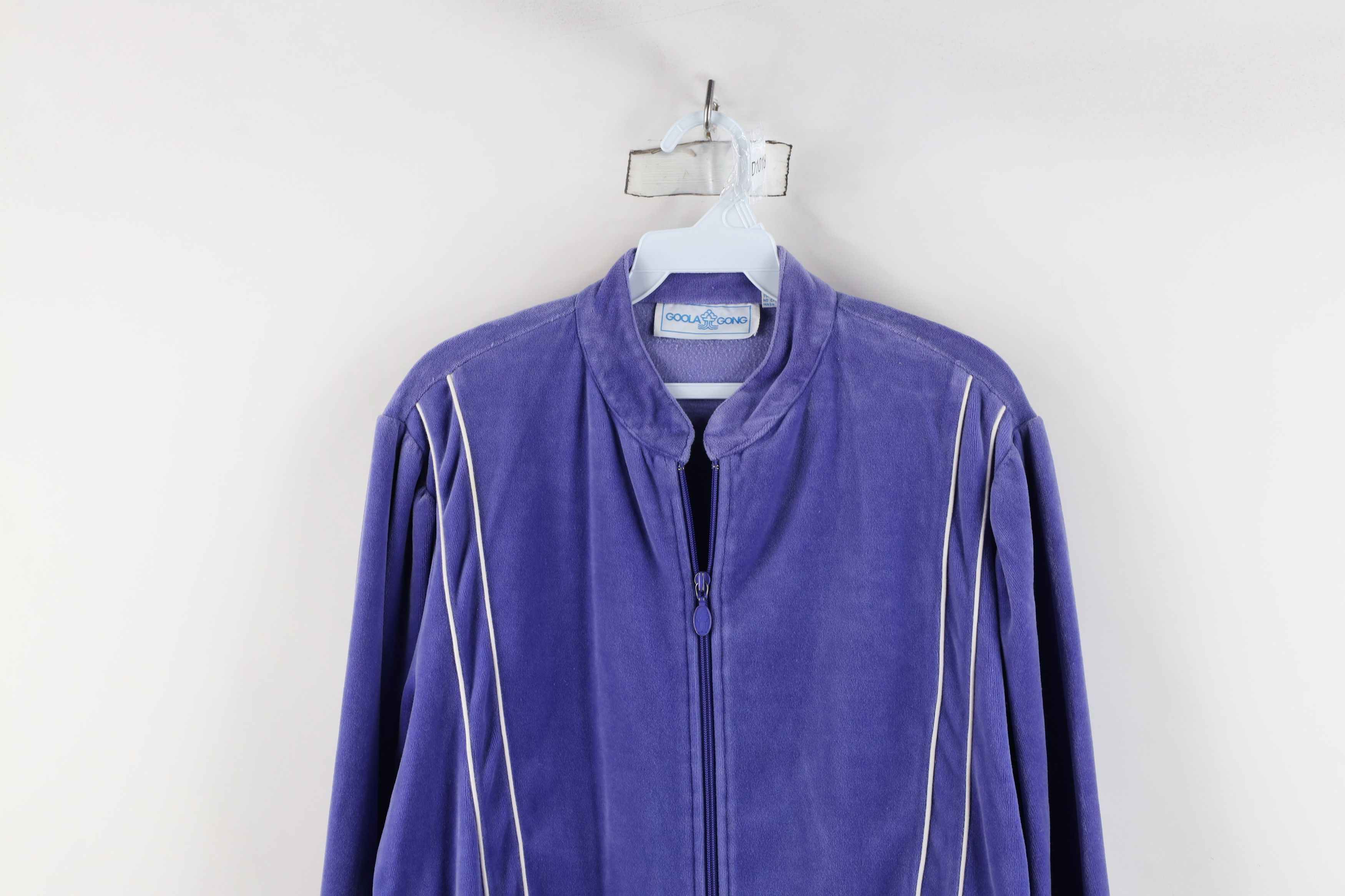 Vintage Vintage 90s Streetwear Velour Cafe Racer Bomber Jacket Size L / US 10 / IT 46 - 2 Thumbnail
