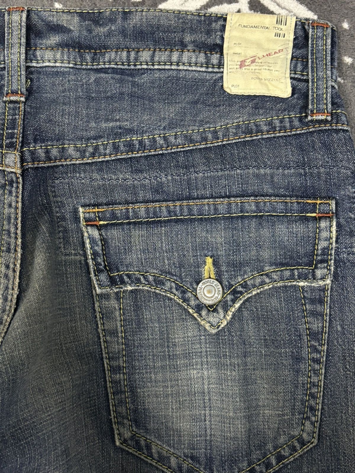 Japanese Brand Vintage Y2K GL Heart Mud Wash Faded Baggy Ripped Jeans Size US 34 / EU 50 - 10 Thumbnail