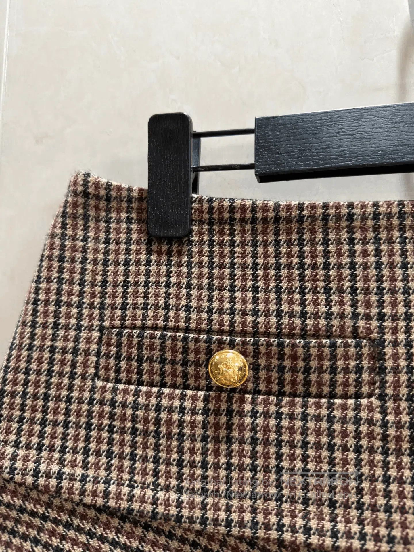 Celine Celine Houndstooth Wool Ruffled Mini Skirt. Size 37" - 2 Thumbnail