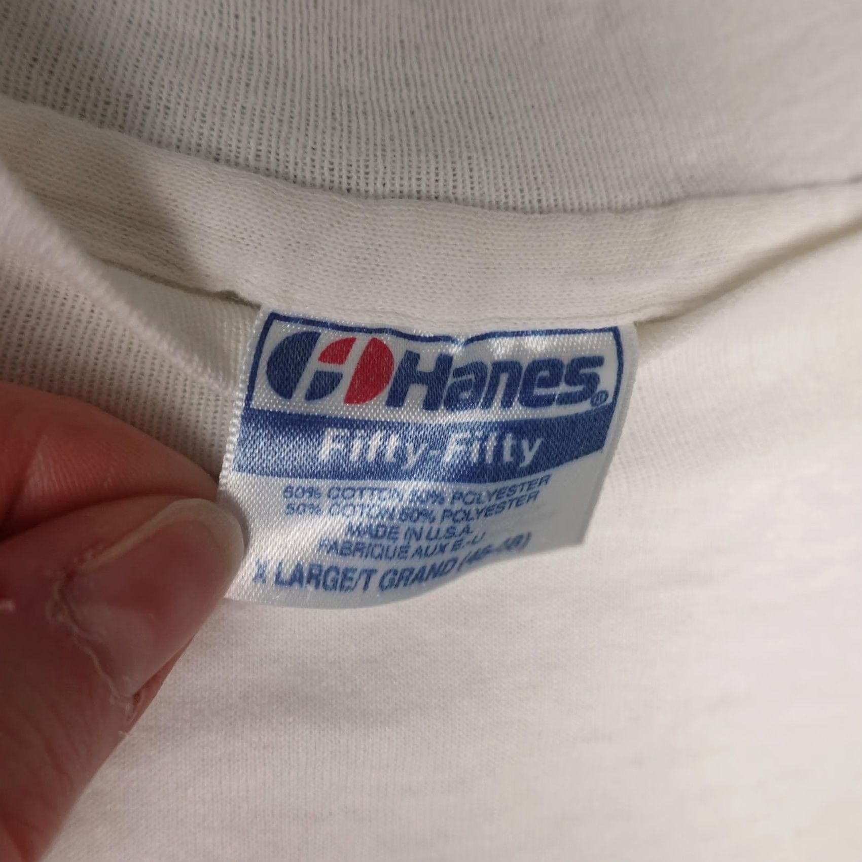 Hanes VINTAGE Hanes Ocean Shirt Mens L White Double-Sided Graphic Tee 80s Fish Beach Marine Nature 80s Mens Size US L / EU 52-54 / 3 - 3 Thumbnail