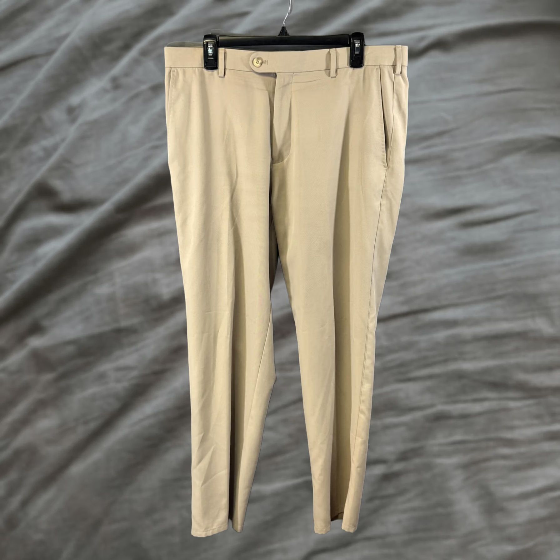 Peter Millar Peter Millar Crown Sport Pants Mens 35x30 Beige Flat Front Dress Golf Casual Size US 35 - 1 Thumbnail