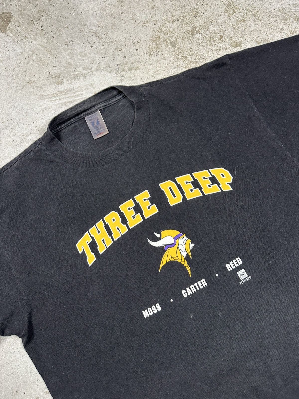Logo 7 × NFL × Vintage Vintage Y2K Logo 7 Minnesota Viking Three Deep Black Tee Size US XL / EU 56 / 4 - 5 Thumbnail