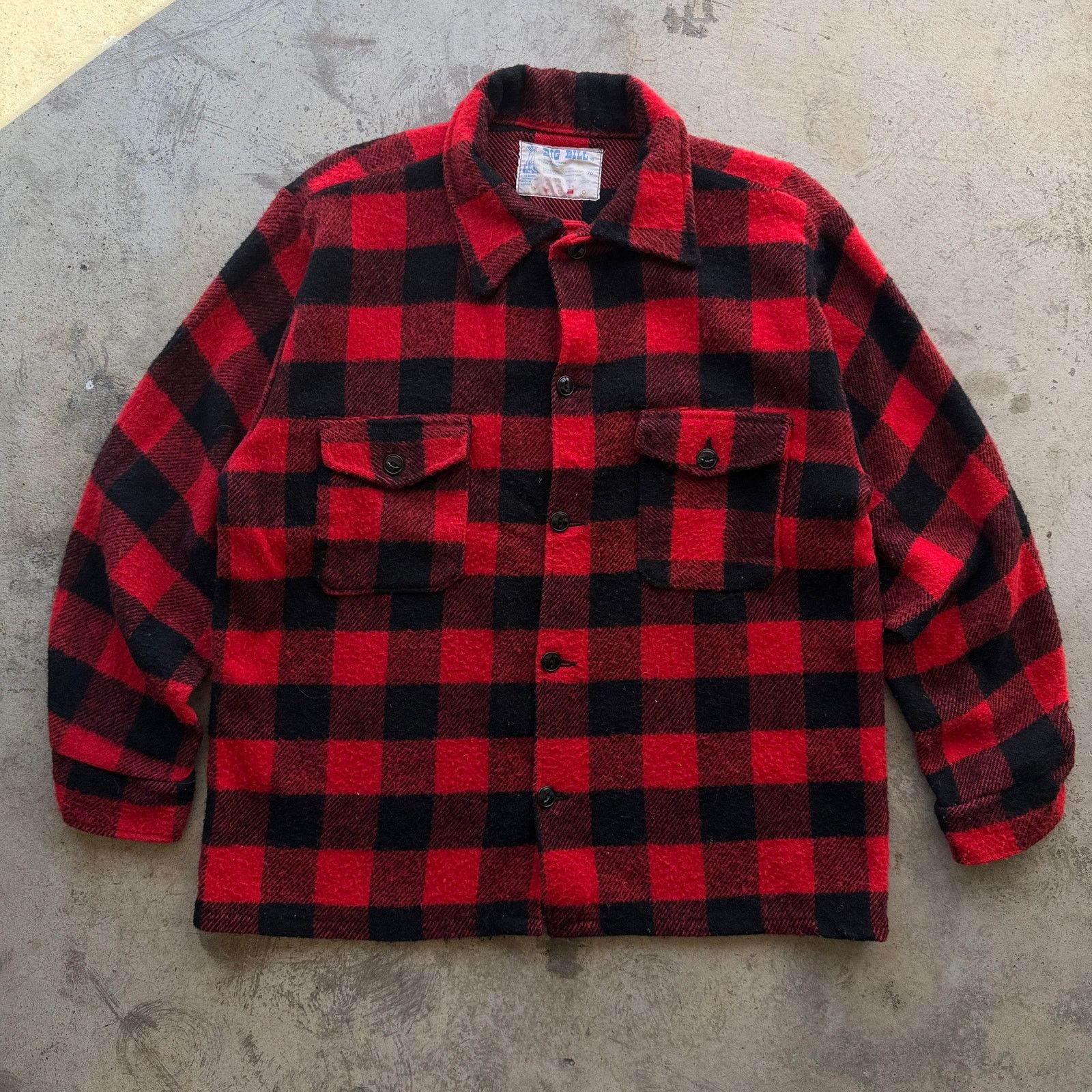 Other 70s Big Bill Buffalo Plaid Wool Blend Cruiser Work Jacket Size US XL / EU 56 / 4 - 2 Thumbnail