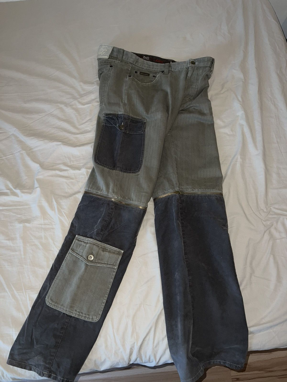 vintage d&g cargo zip pants